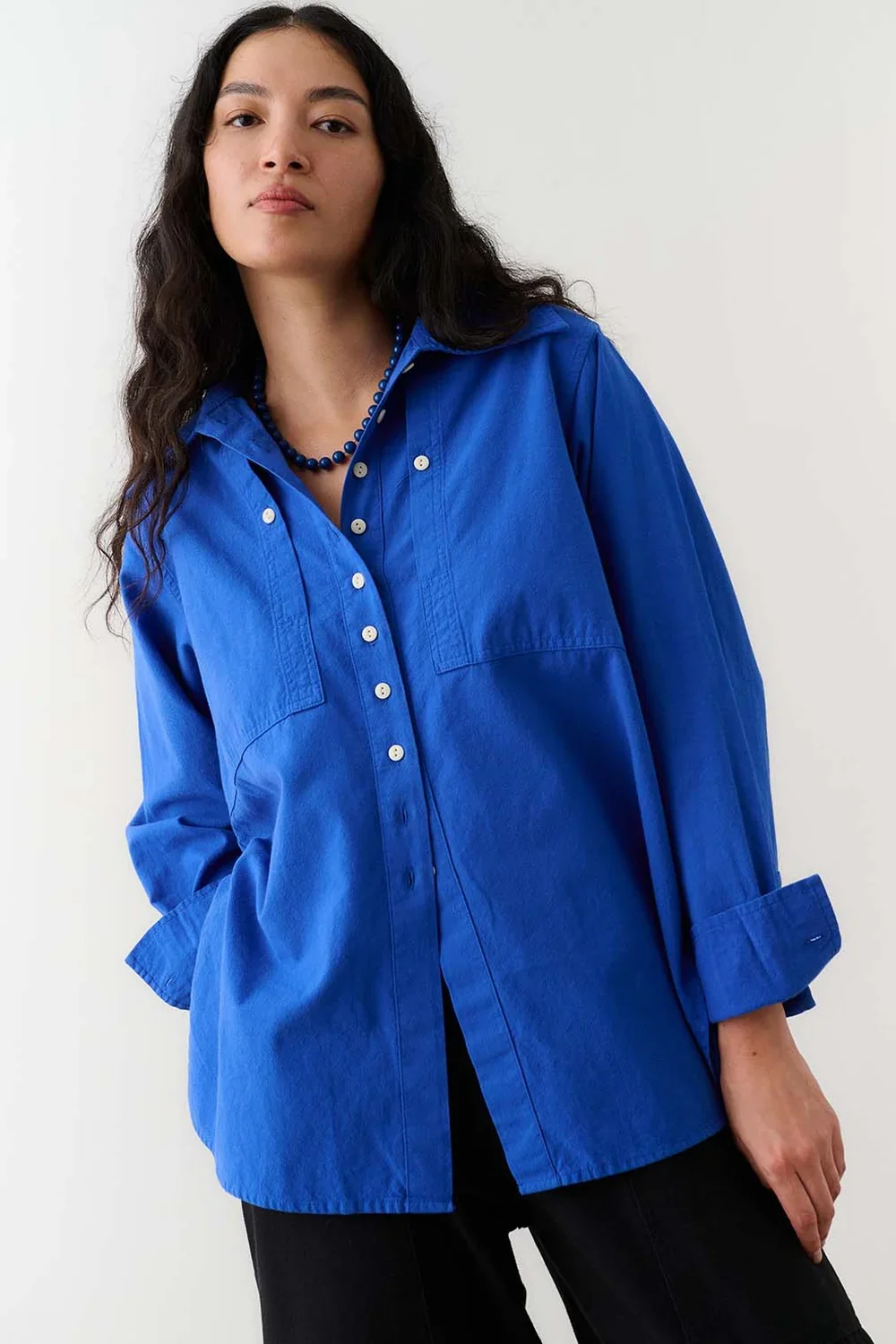 Noble Collard Shirt - Cobalt