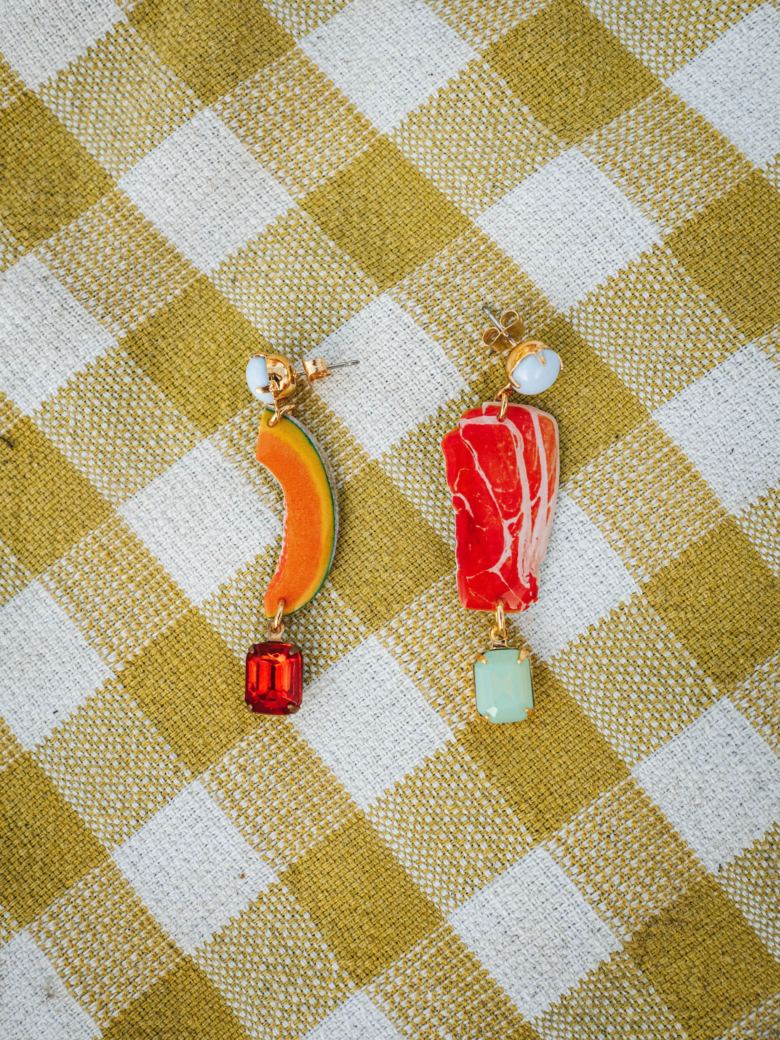 Haricot Vert Prosciutto & Melon Earrings