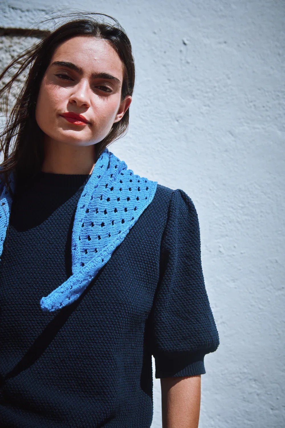 L'Envers Jasmine Cyan Cotton Bandana Scarf