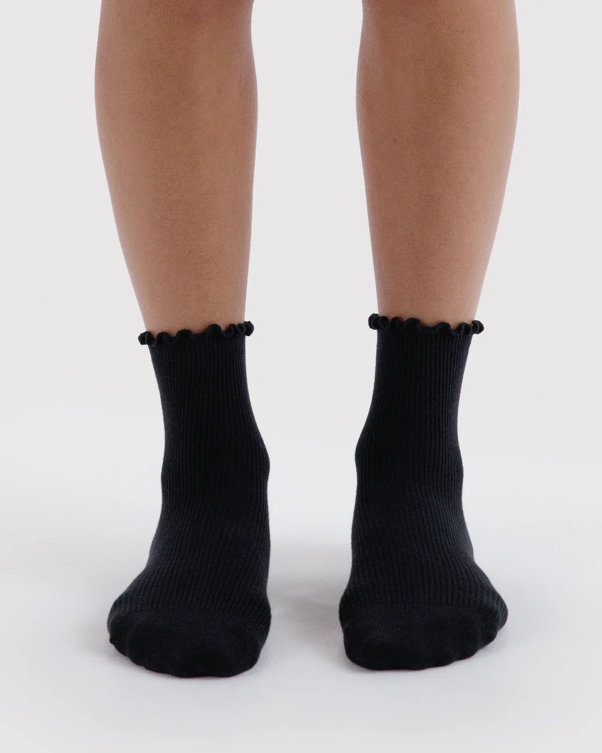 Baggu Lettuce Edge Sock Set of 2 - Black