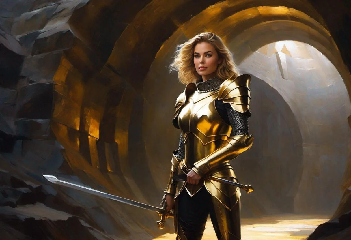 Rae in golden training pit