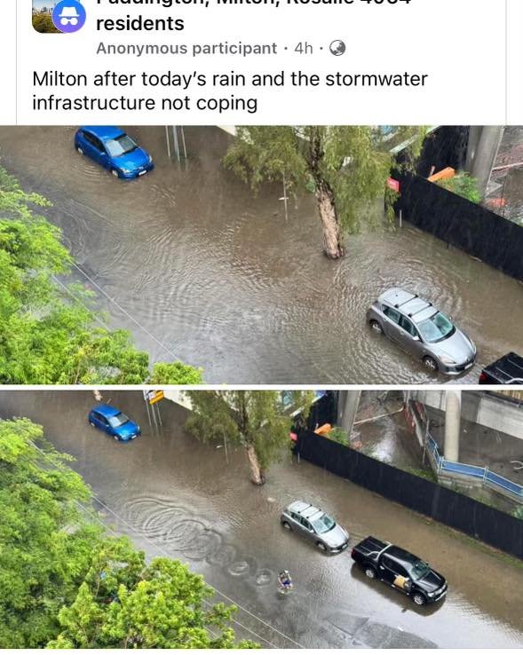 Yesterday&rsquo;s storm resulted in flooding throughout areas of Milton, Rosalie and Paddington.

If you were impacted, or have images or video could you please forward that to my office - cooper@parliament.qld.gov.au