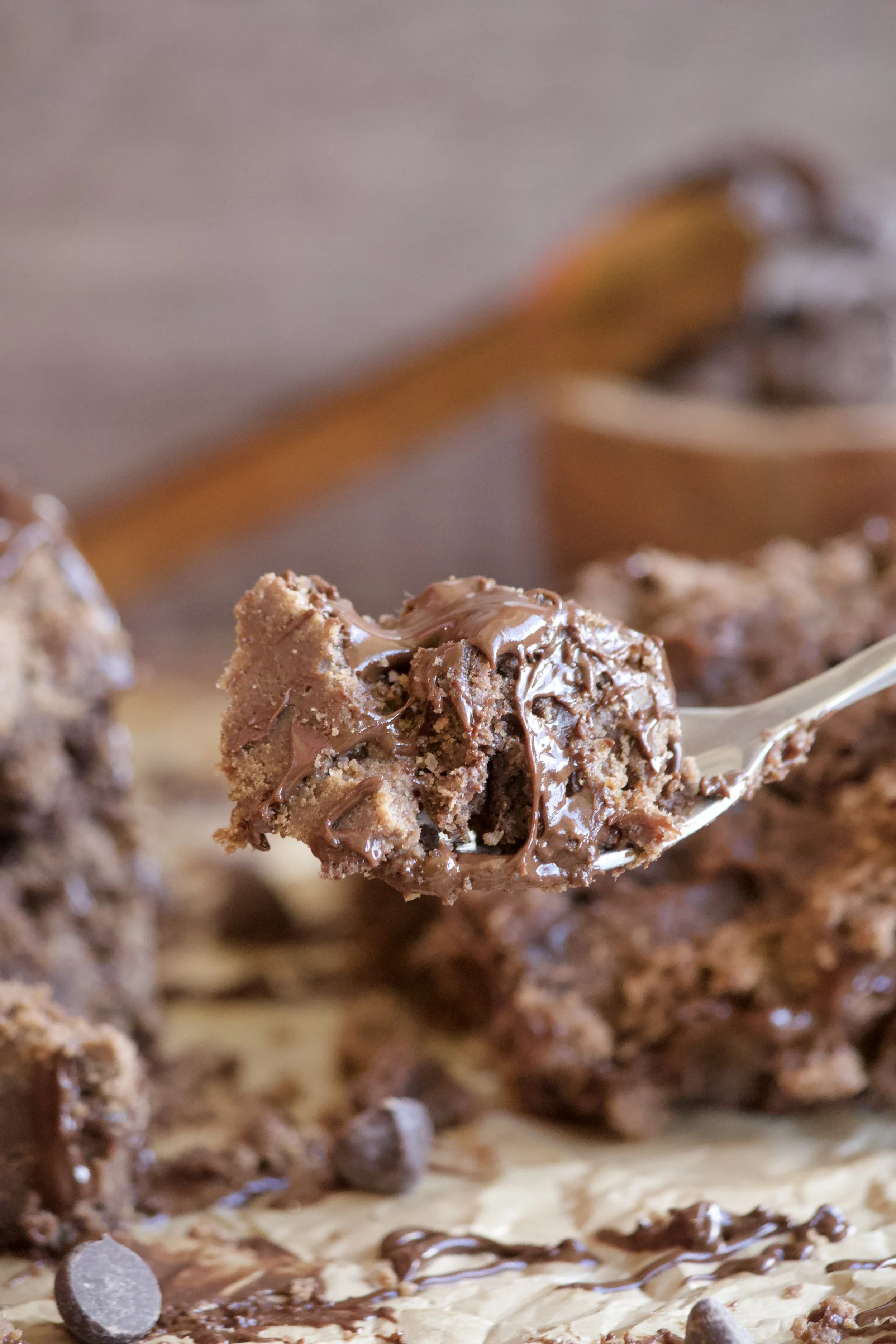 chocolate cookie bar dessert with chocolate cream filling