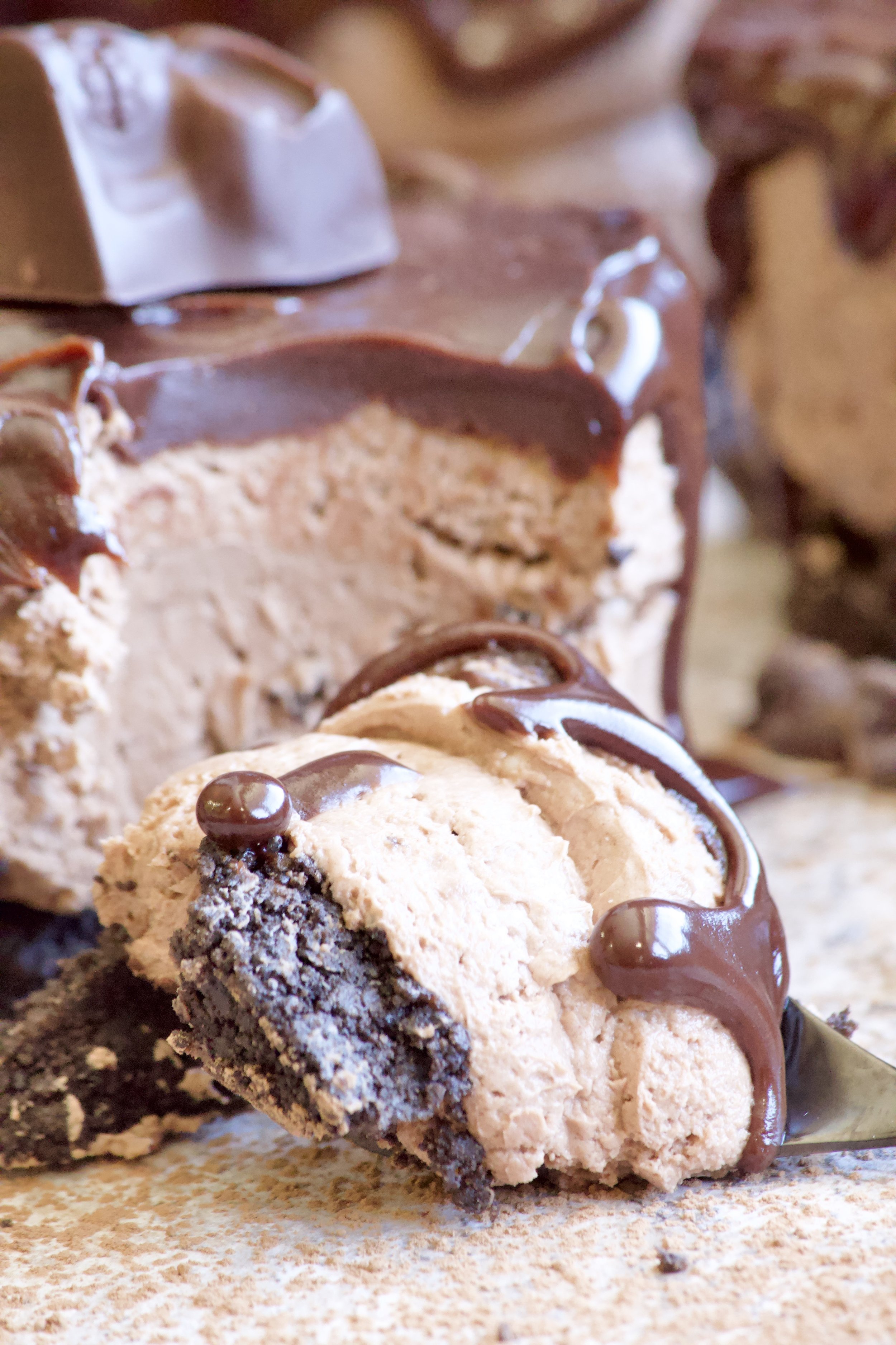 bite of chocolate cheesecake