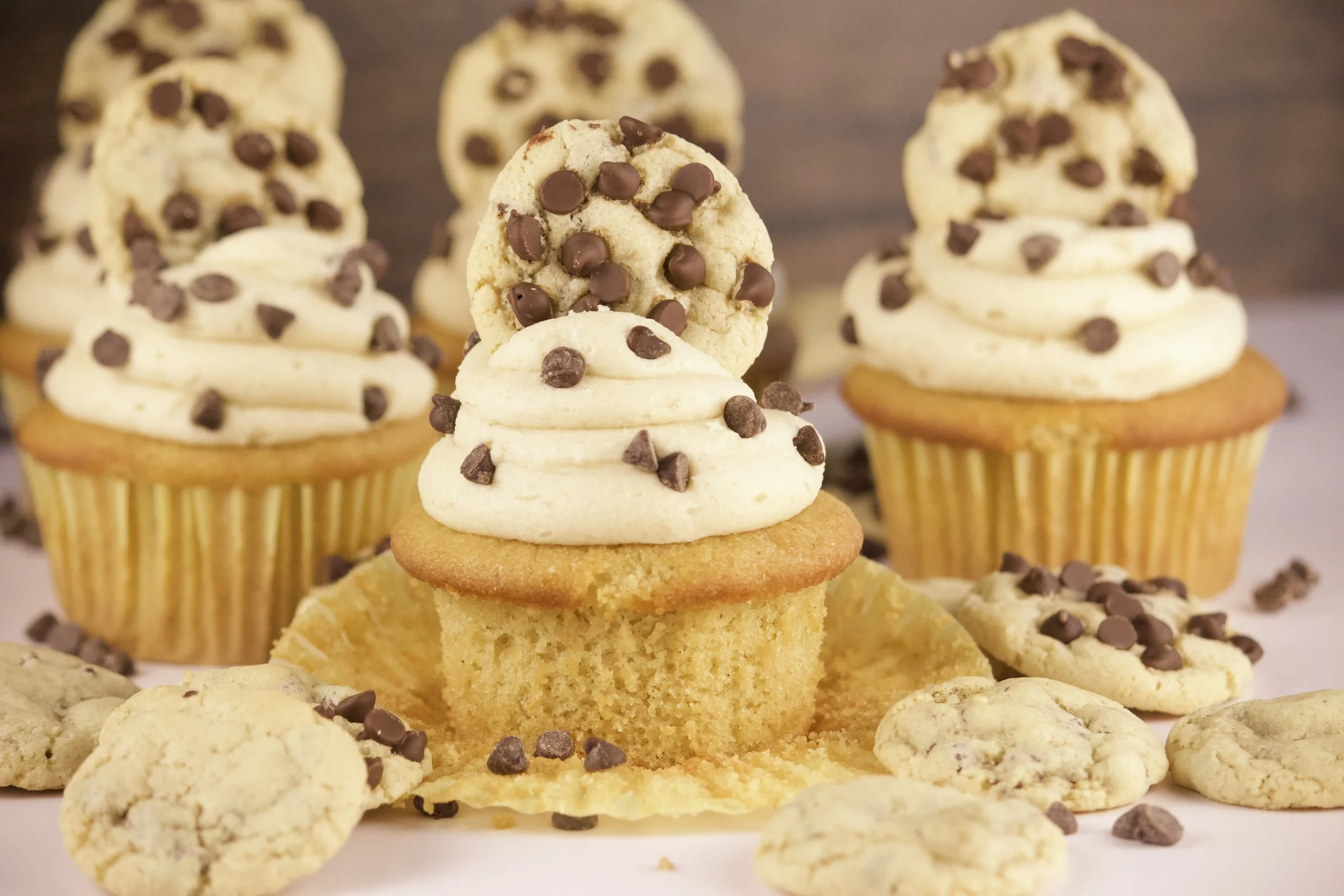 gluten-free chocolate chip cookie dough cupcakes