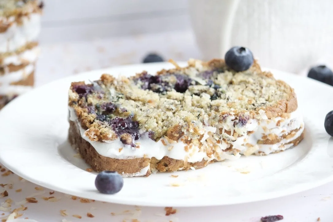 gluten-free banana blueberry coconut loaf
