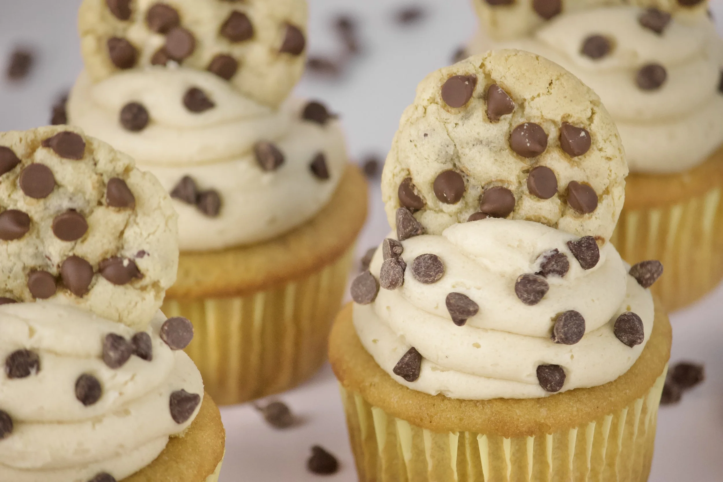 gluten-free cookie dough chocolate chip cookie cupcakes