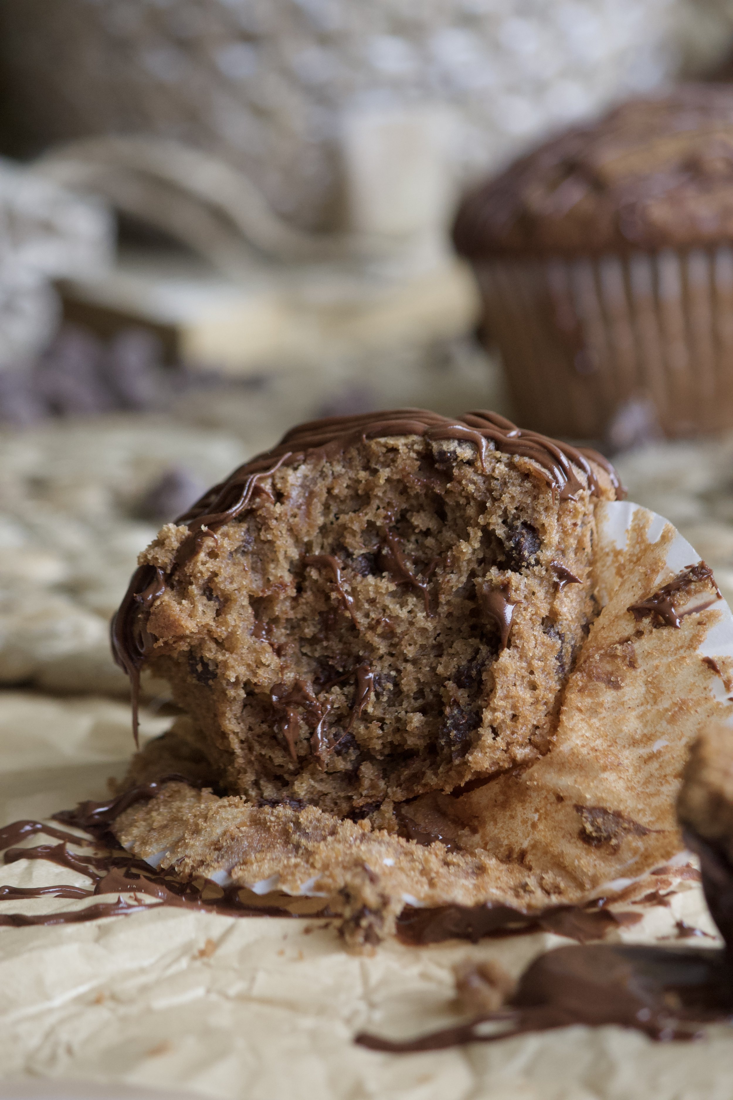 coffee chocolate muffin with dripping chocolate