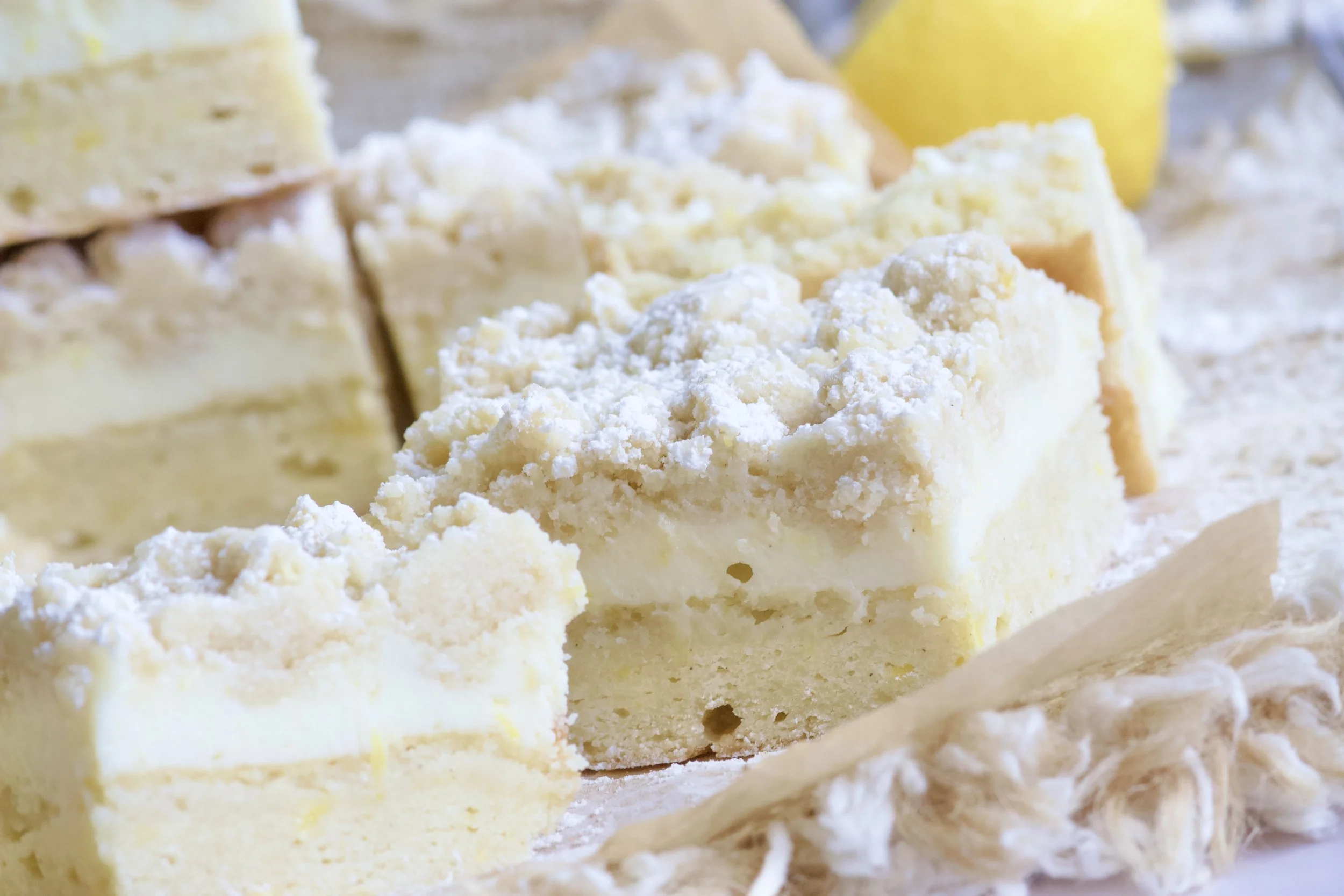 creamy lemon custard crumb bars