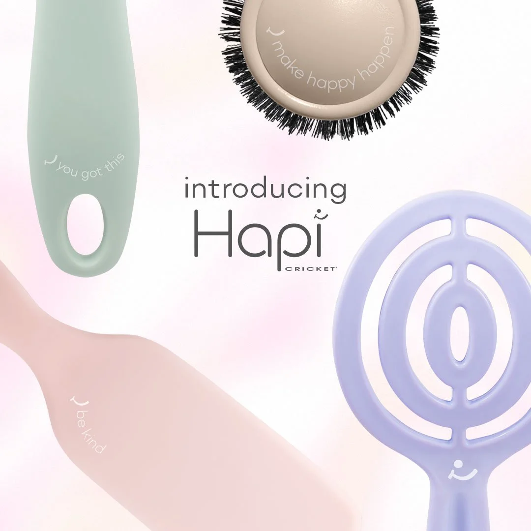 instagram carousel announcing launch of cricket company's new hapi brush collection 