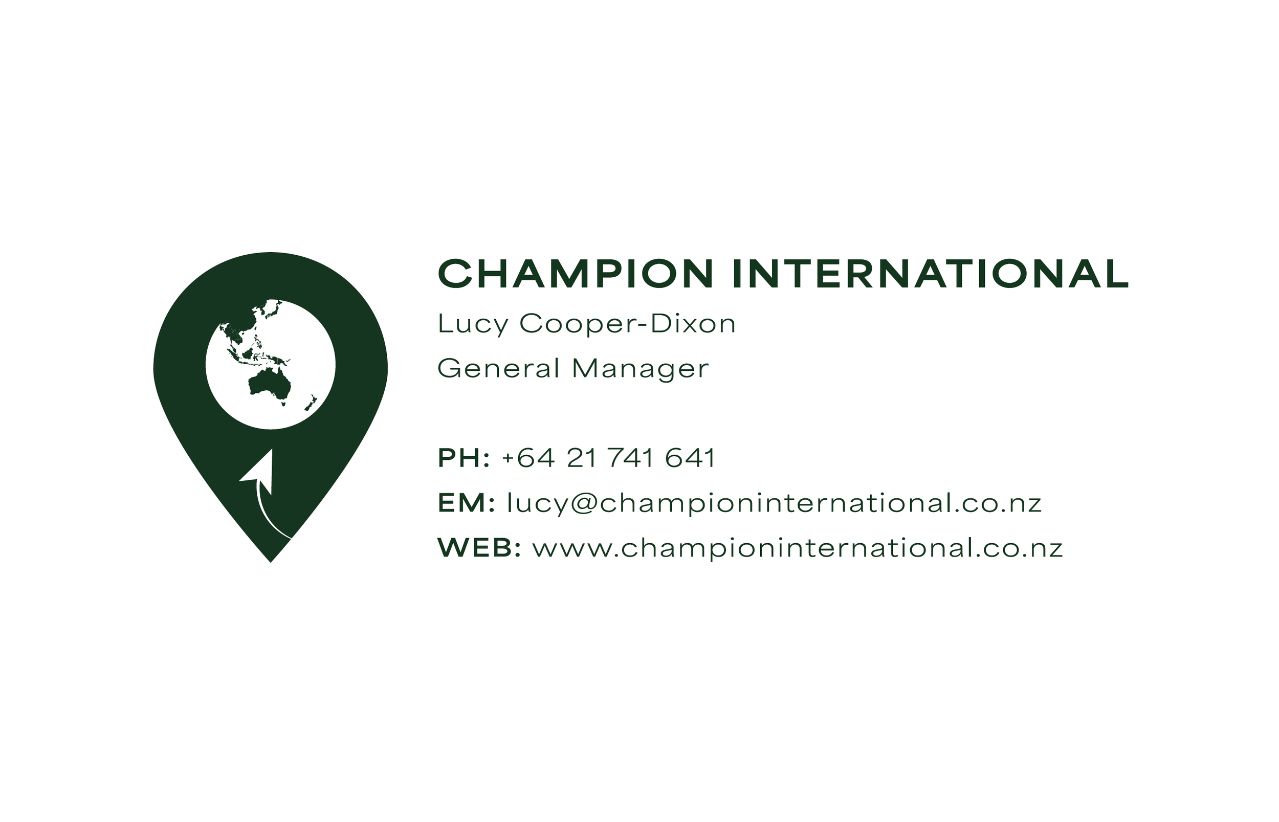 champion international business card back