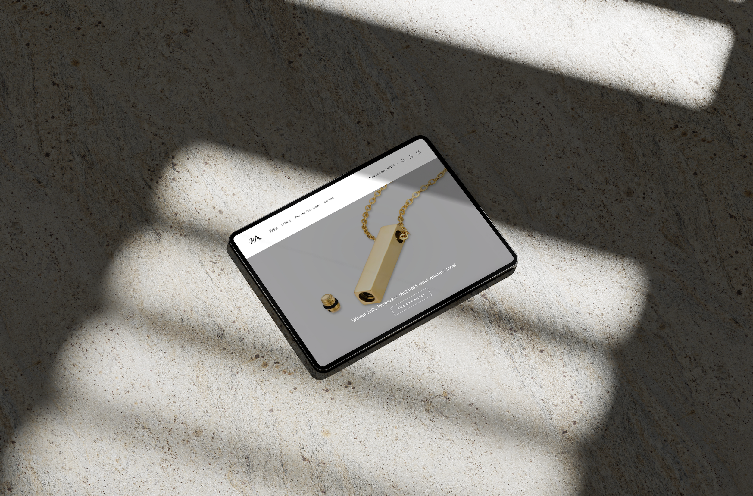 Woven Ash website mockup