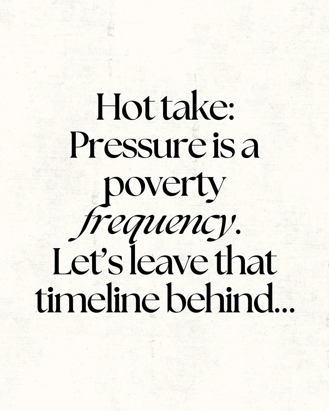 Hot take: pressure is a poverty frequency.

When I started my business, my only goal was to quit my job and make a lot of money.
I thought it&rsquo;d be easy &mdash; post some reels, sell some offers, done.

But entrepreneurship is self-development o