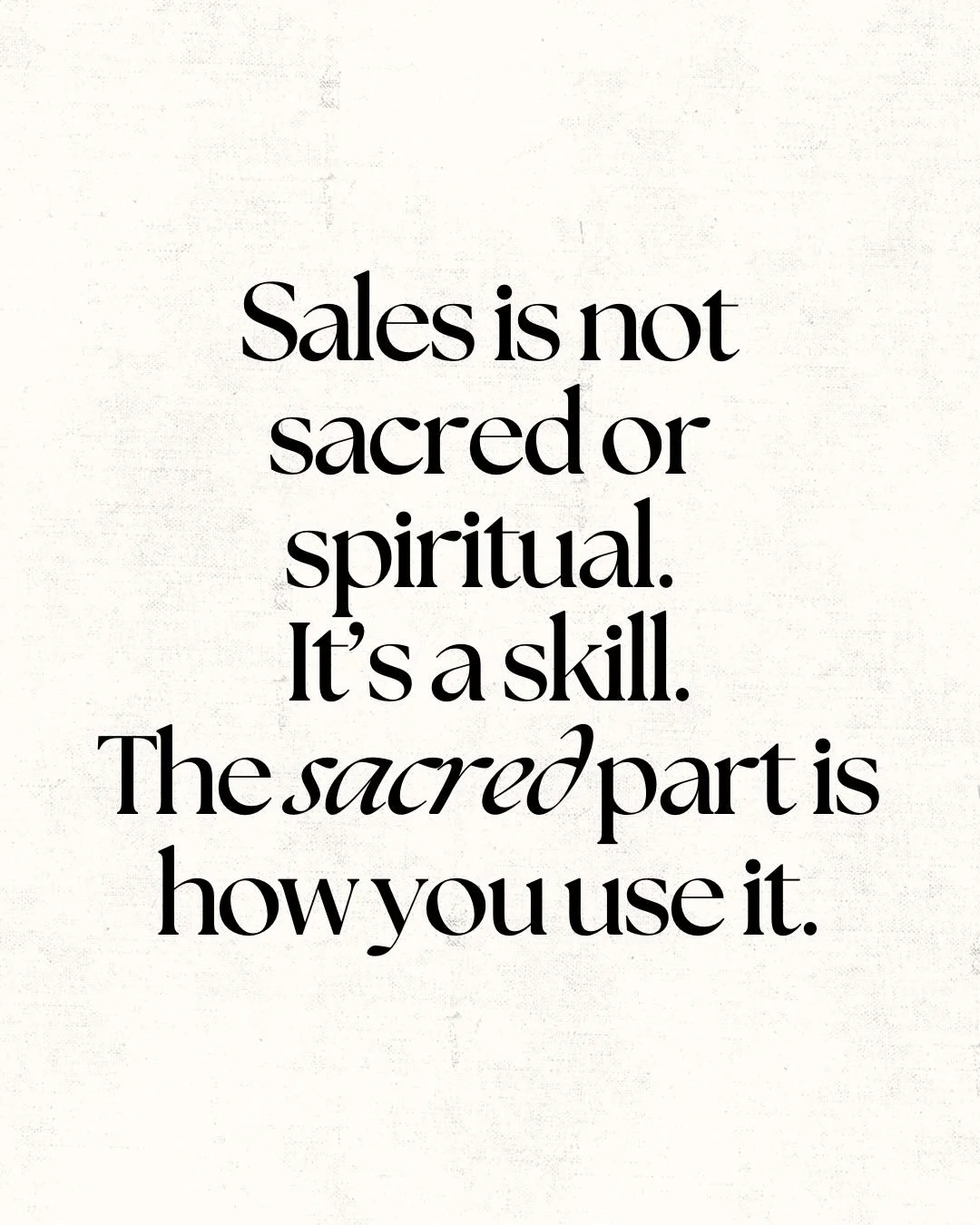 Let&rsquo;s be honest.
Sales is not sacred or spiritual.
It&rsquo;s a skill.
The sacred part is how you choose to use it.

A lot of spiritual women want to believe that sales is only an energetic act.

That if their vibe is good
their presence is ali