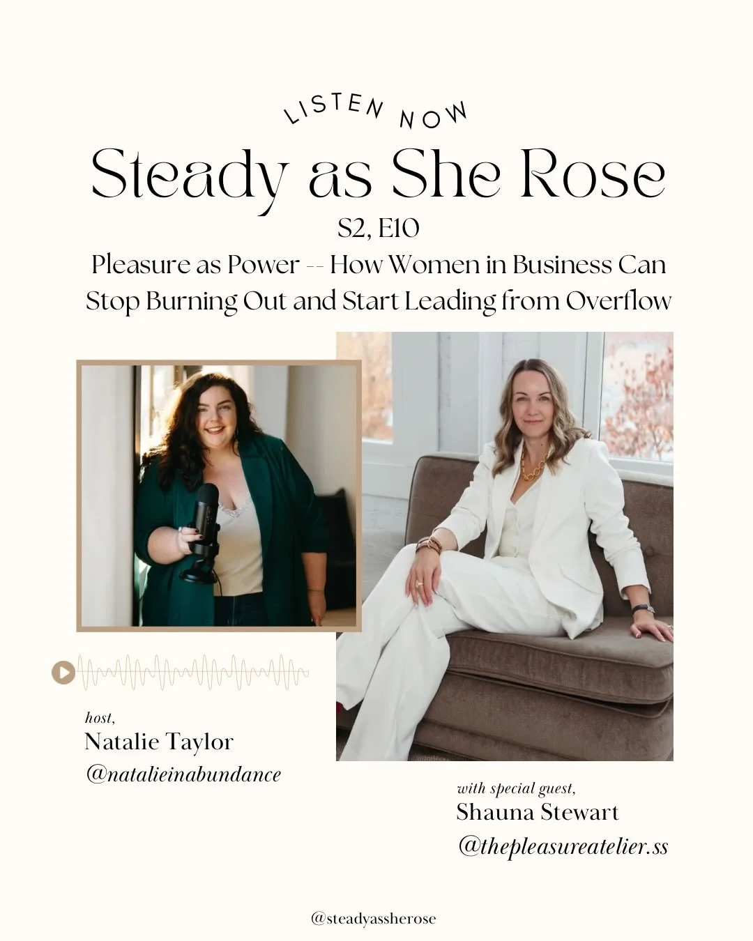 What if the thing that&rsquo;s been missing from your business strategy isn&rsquo;t another framework, another funnel, or another 5am morning routine &mdash; but pleasure? 🔥

This week on Steady as She Rose, I&rsquo;m sitting down with Shauna Stewar