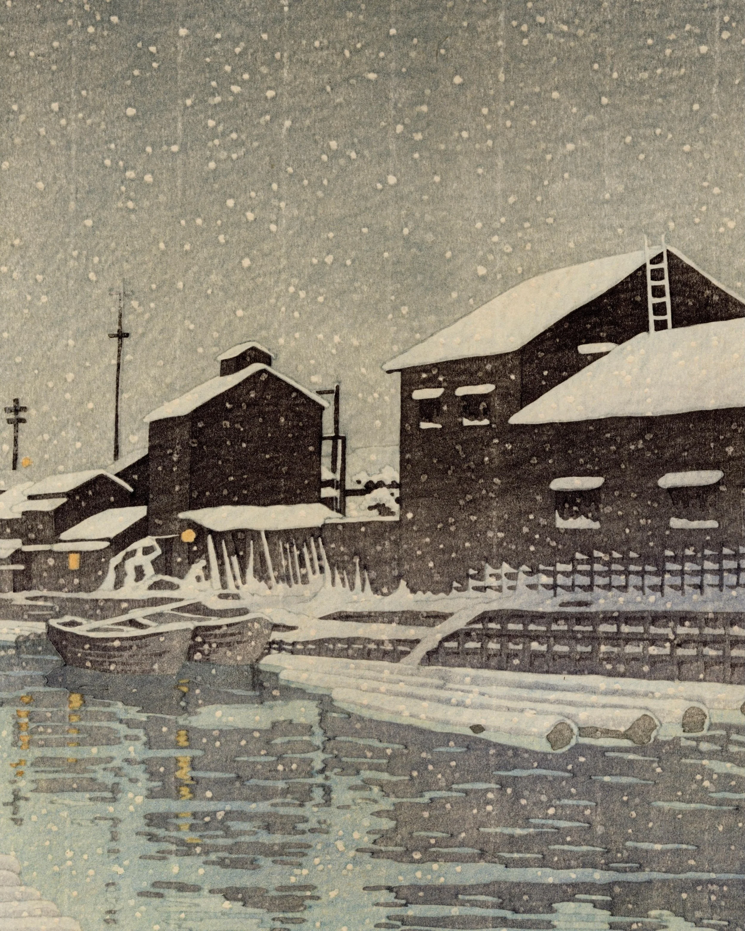 川瀨巴水 Kawase Hasui ( 1883&ndash;1957)

木場之雪 Snow at Kiba

Ca,1934

For more information on the artwork visit the website in our bio.
&middot;
&middot;
&middot;
&middot;
&middot;
#artofukiyoe #ukiyoe #shinhanga