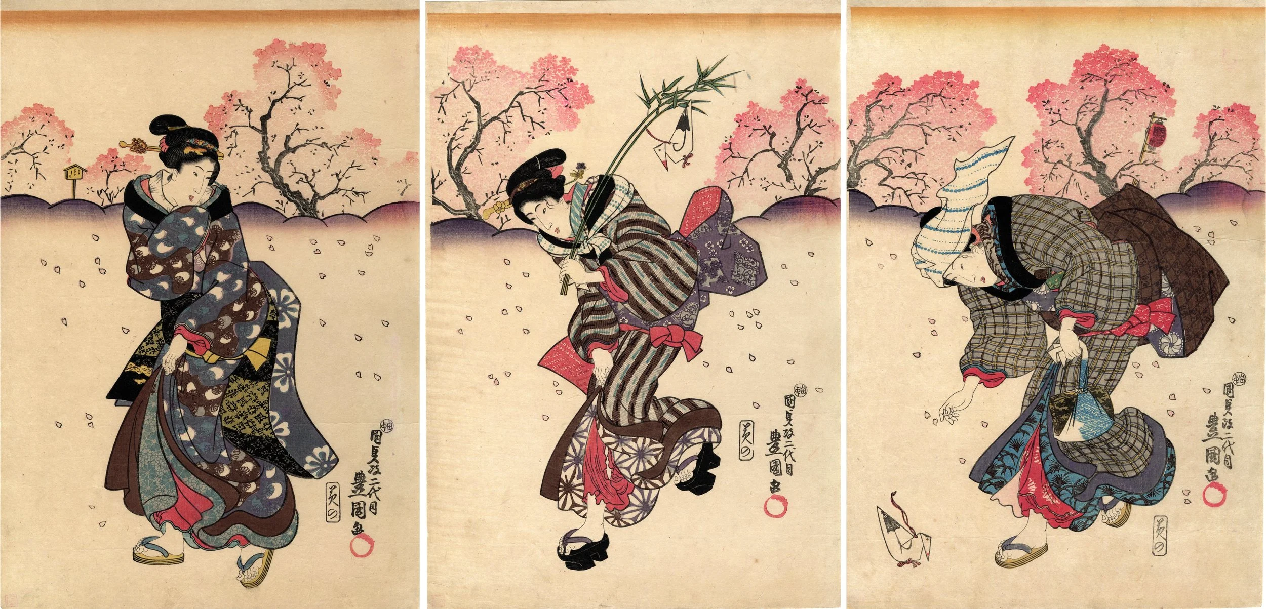 Kunisada (Toyokuni III) | Beauties and Cherry Blossoms