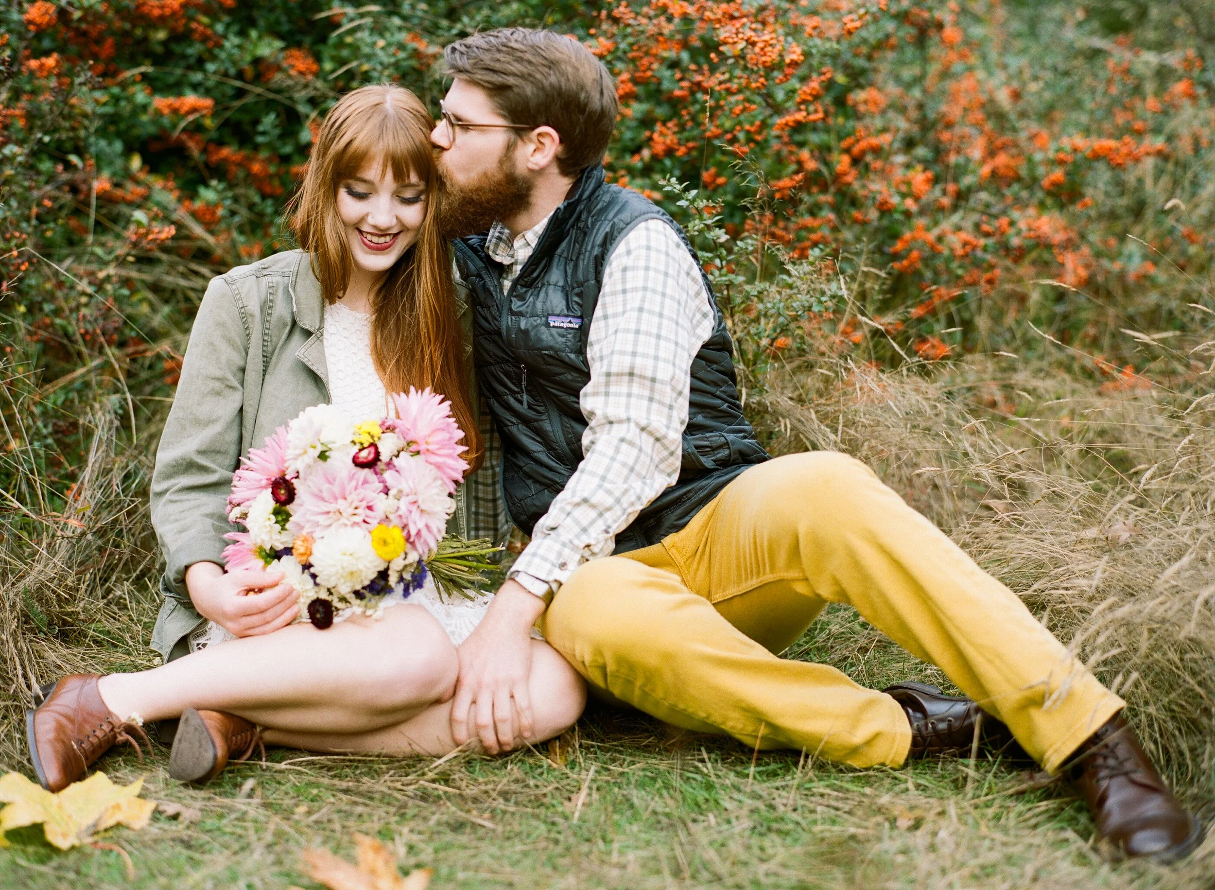 Couple sitting on ground