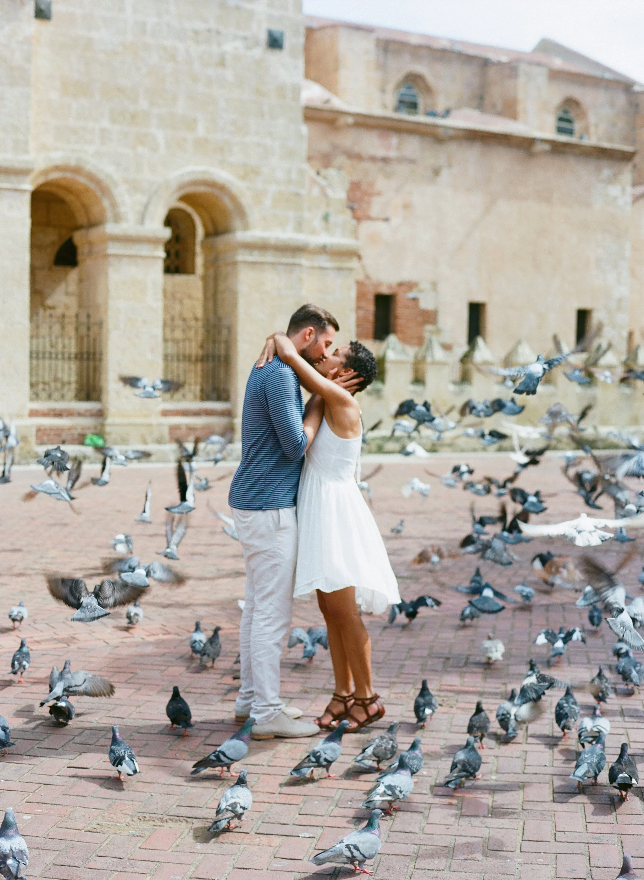 Couple with pigeons