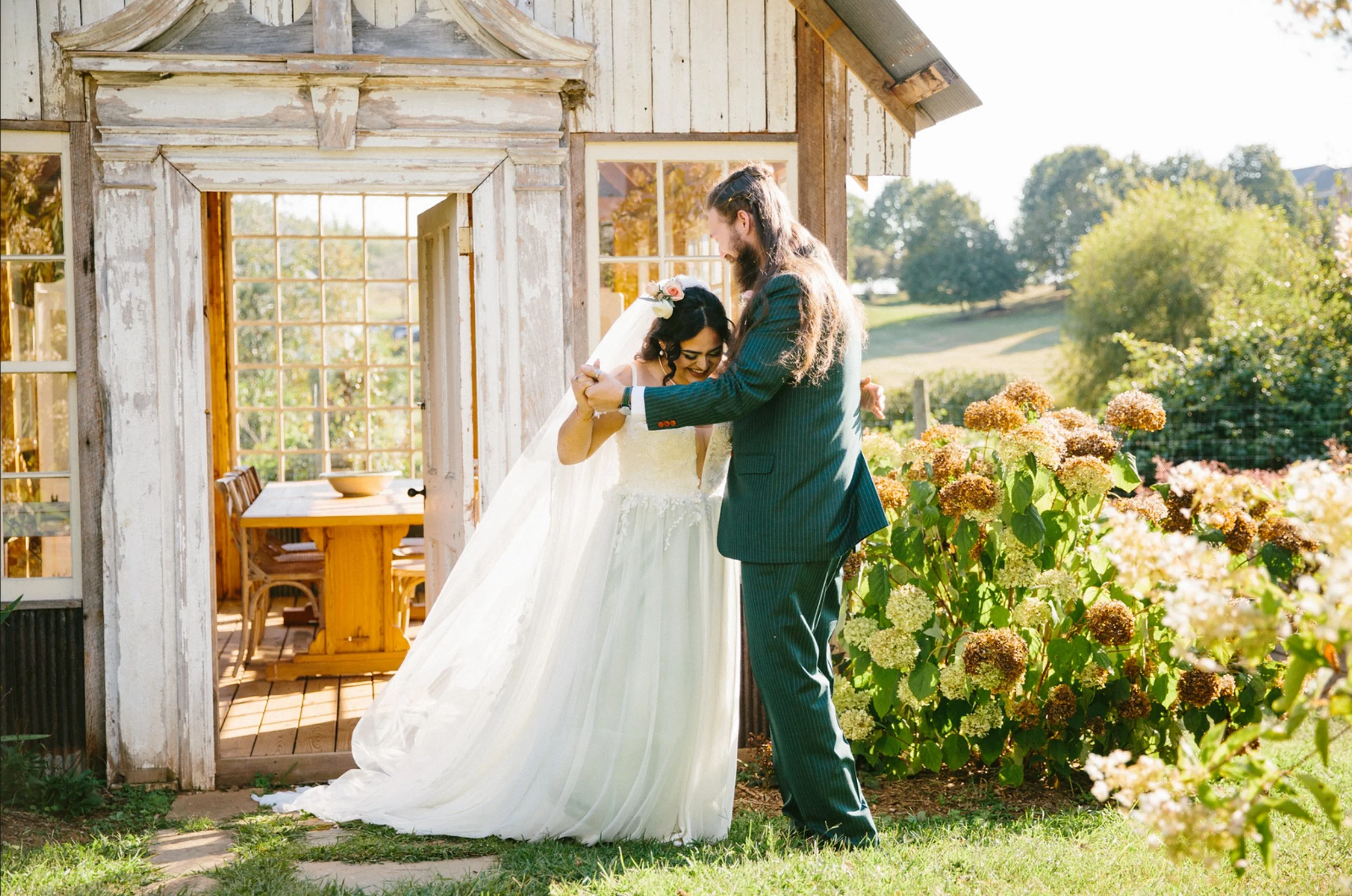 Wedding photo at hope flower farm Virginia 
