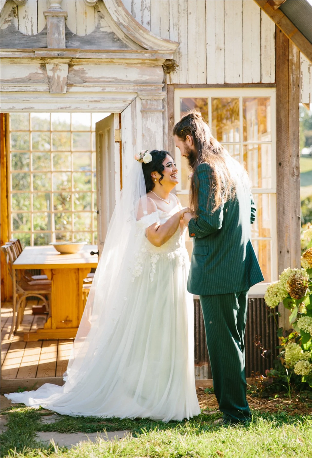 Wedding photo at hope flower farm Virginia 
