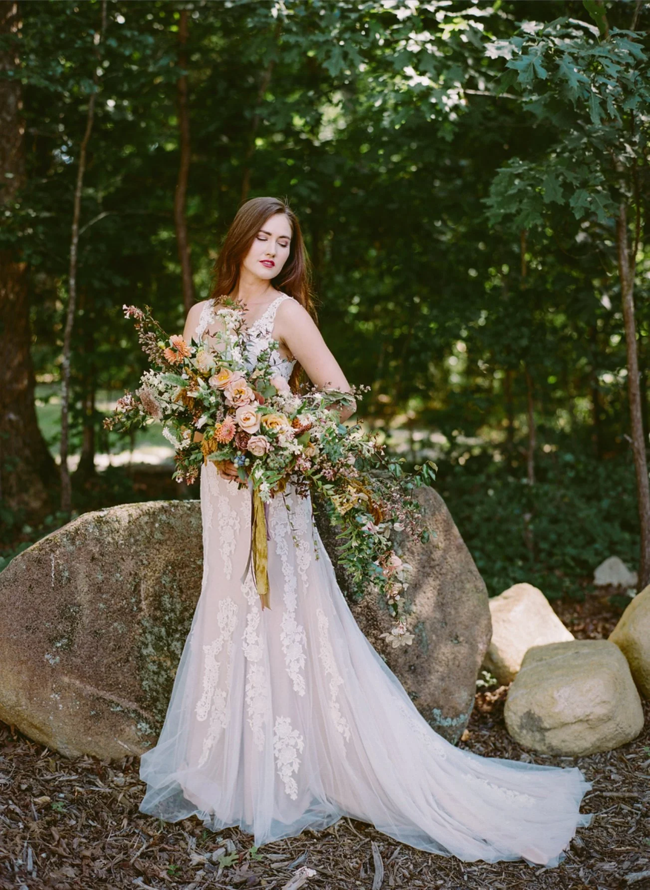 Bride with big bouquet