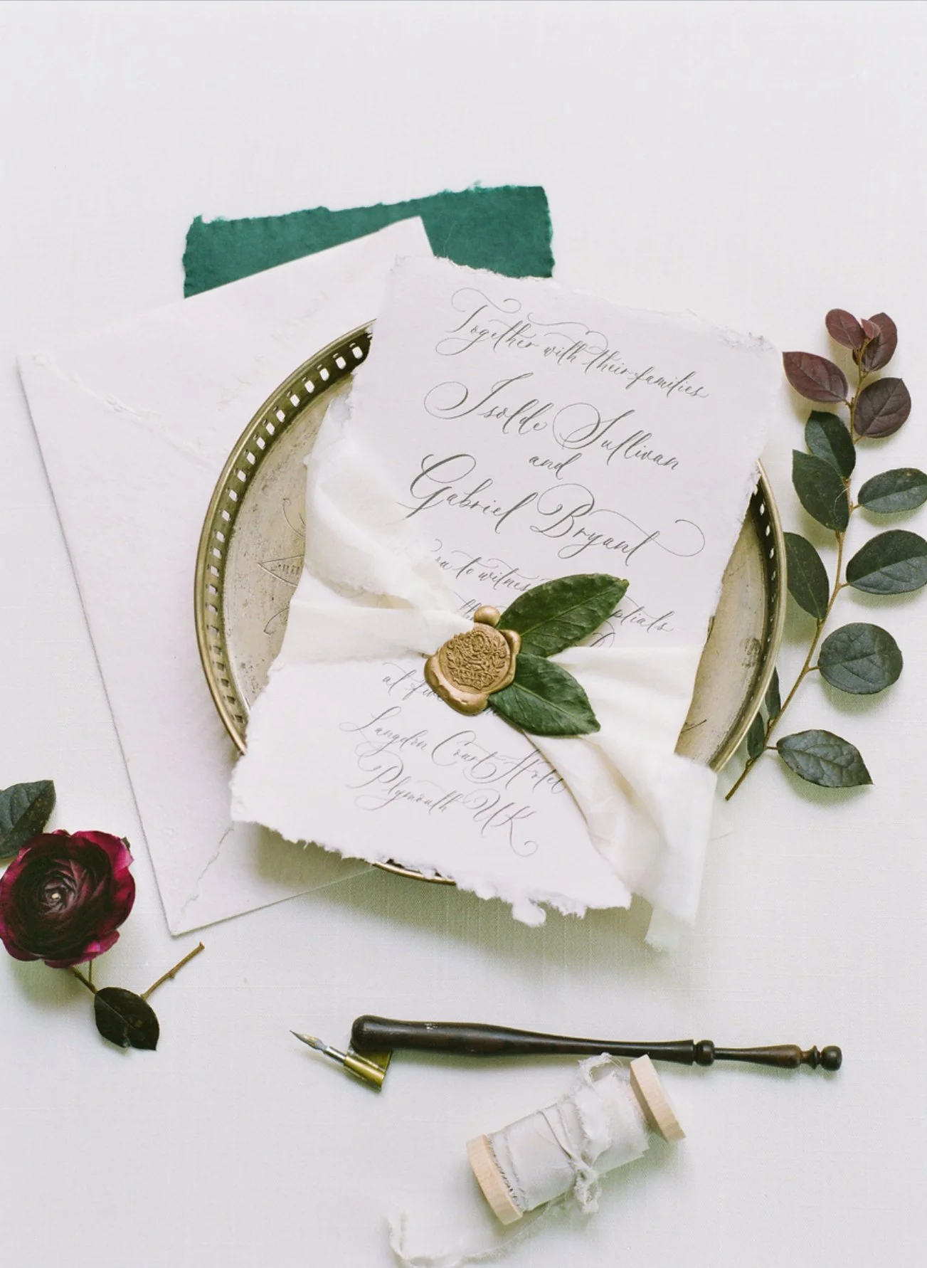 Wedding invitation flat lay