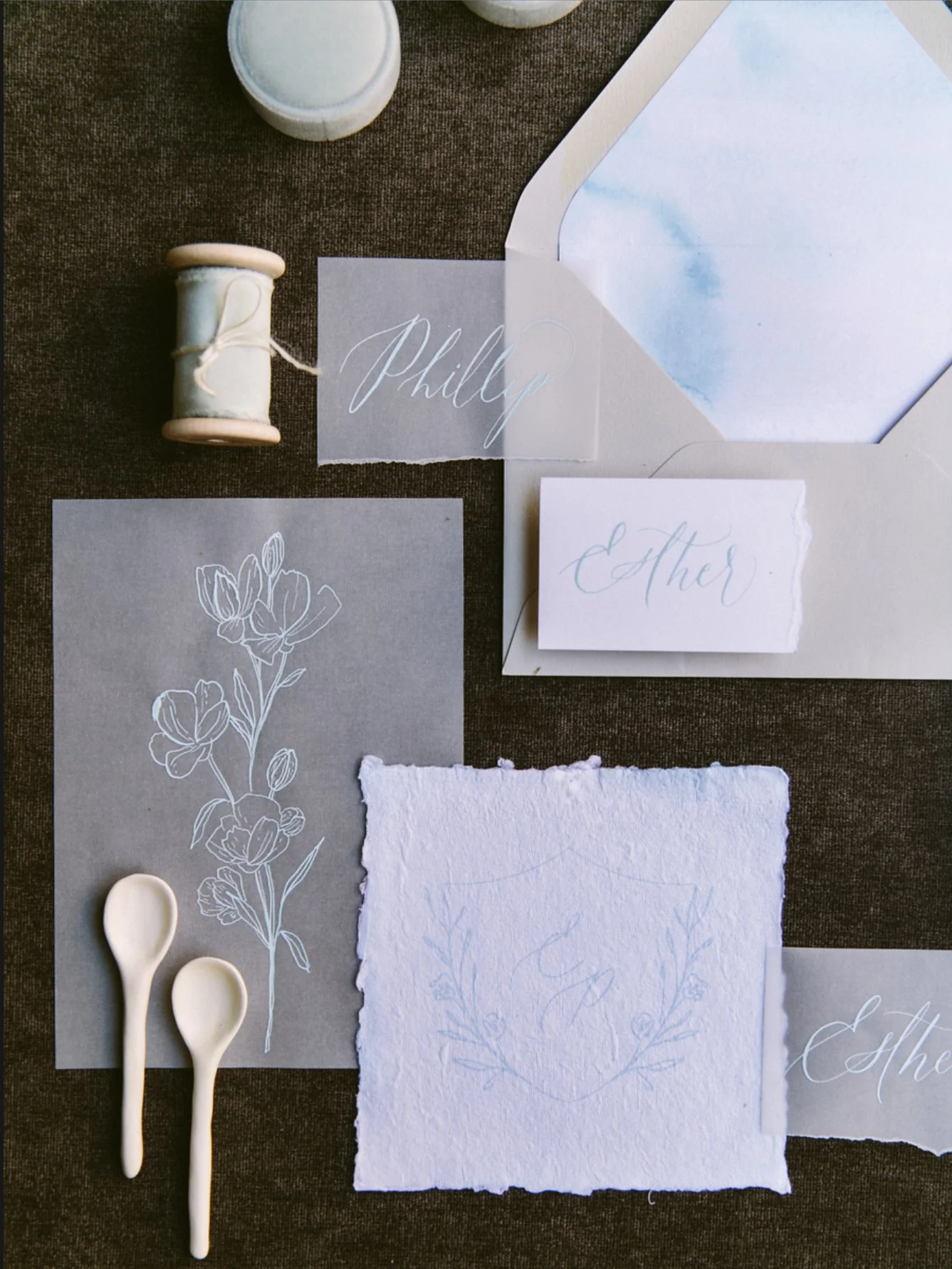 Wedding invitation flat lay