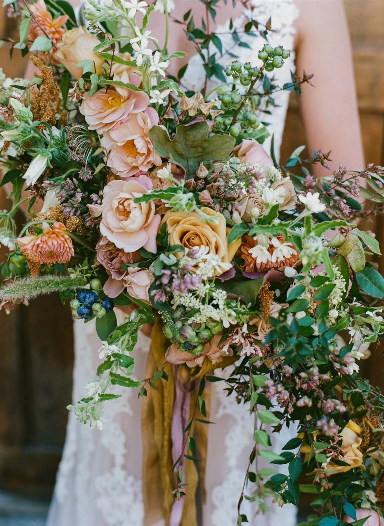 Bride with big bouquet
