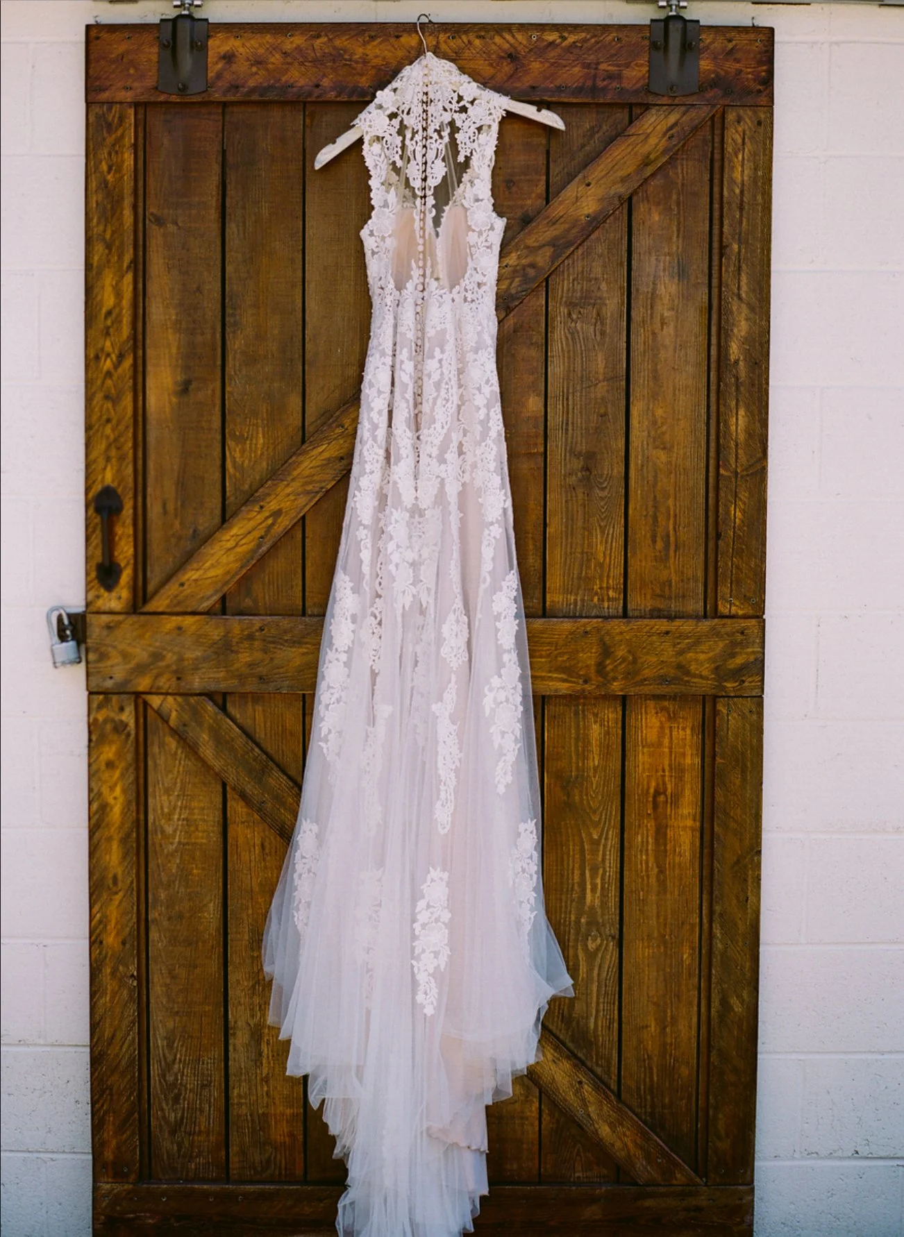 Wedding dress on door