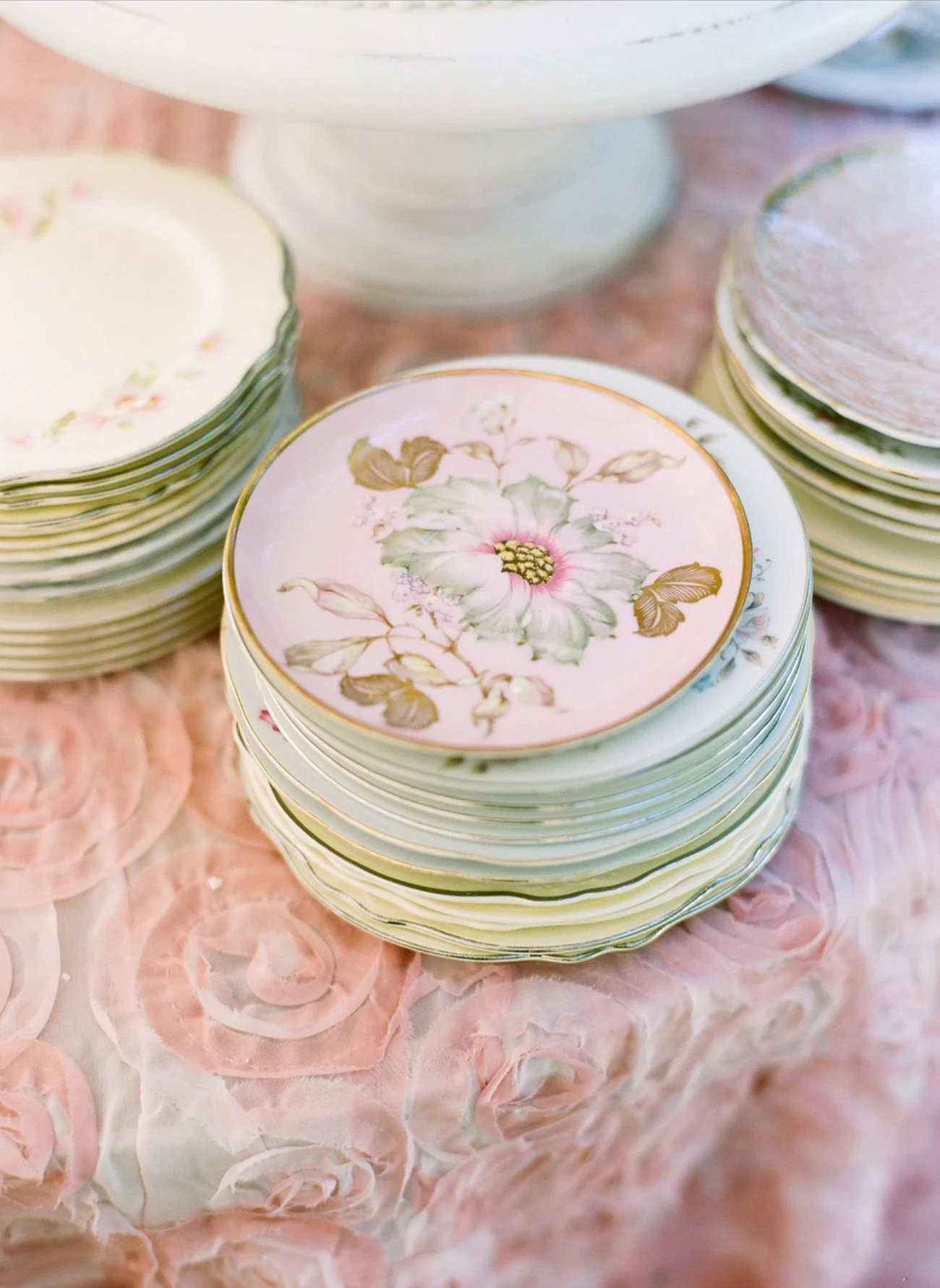 Vintage plates at wedding