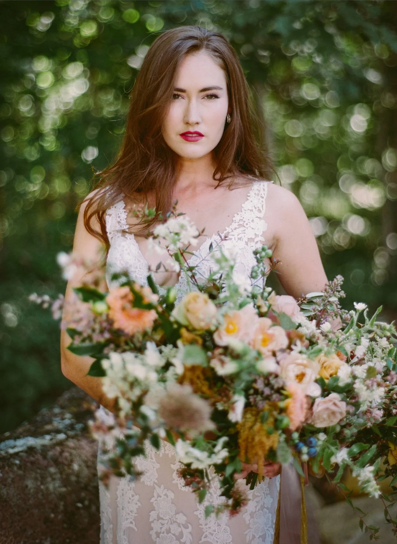 Bride with big bouquet