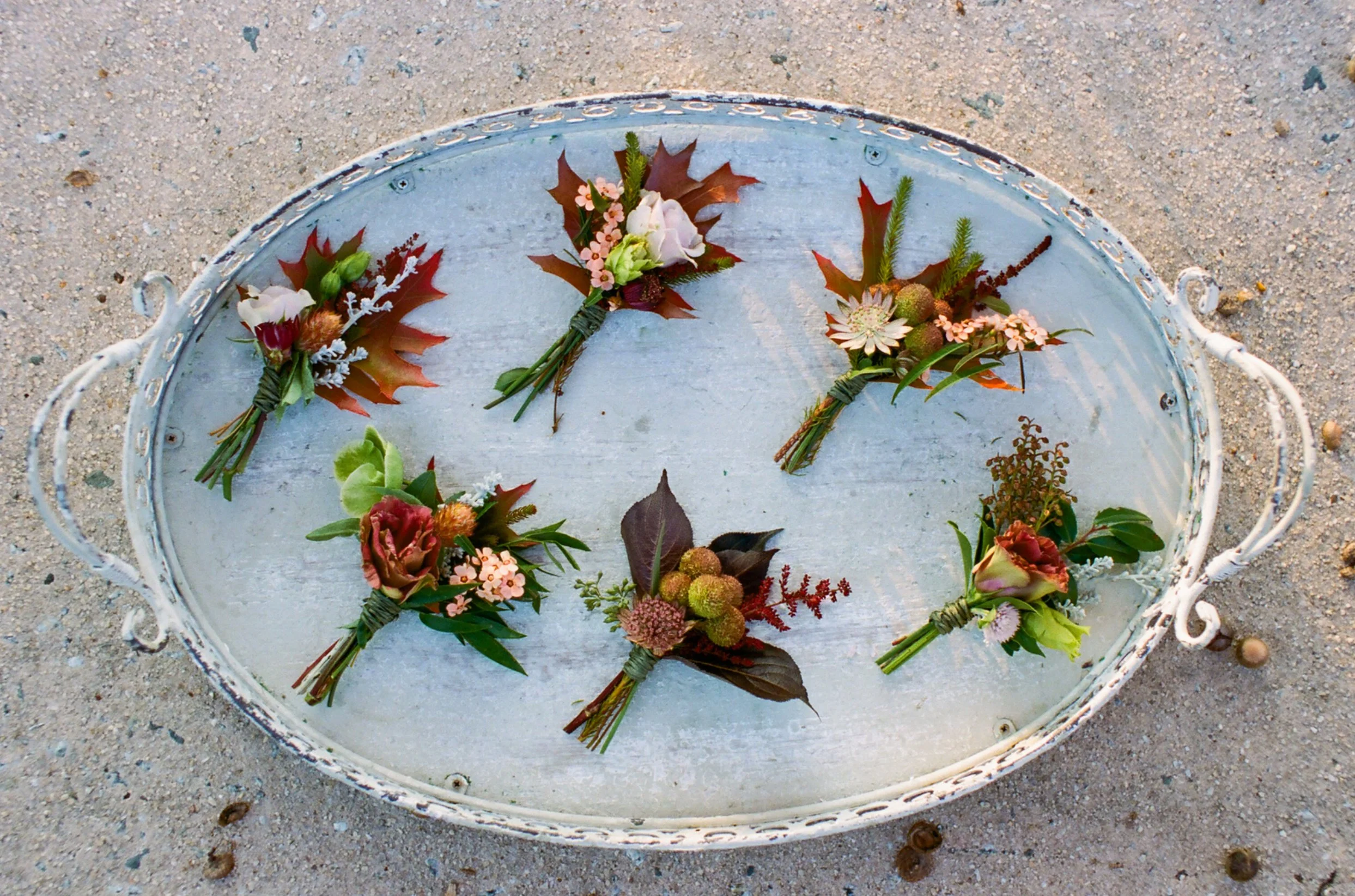 Wedding flowers flat lay