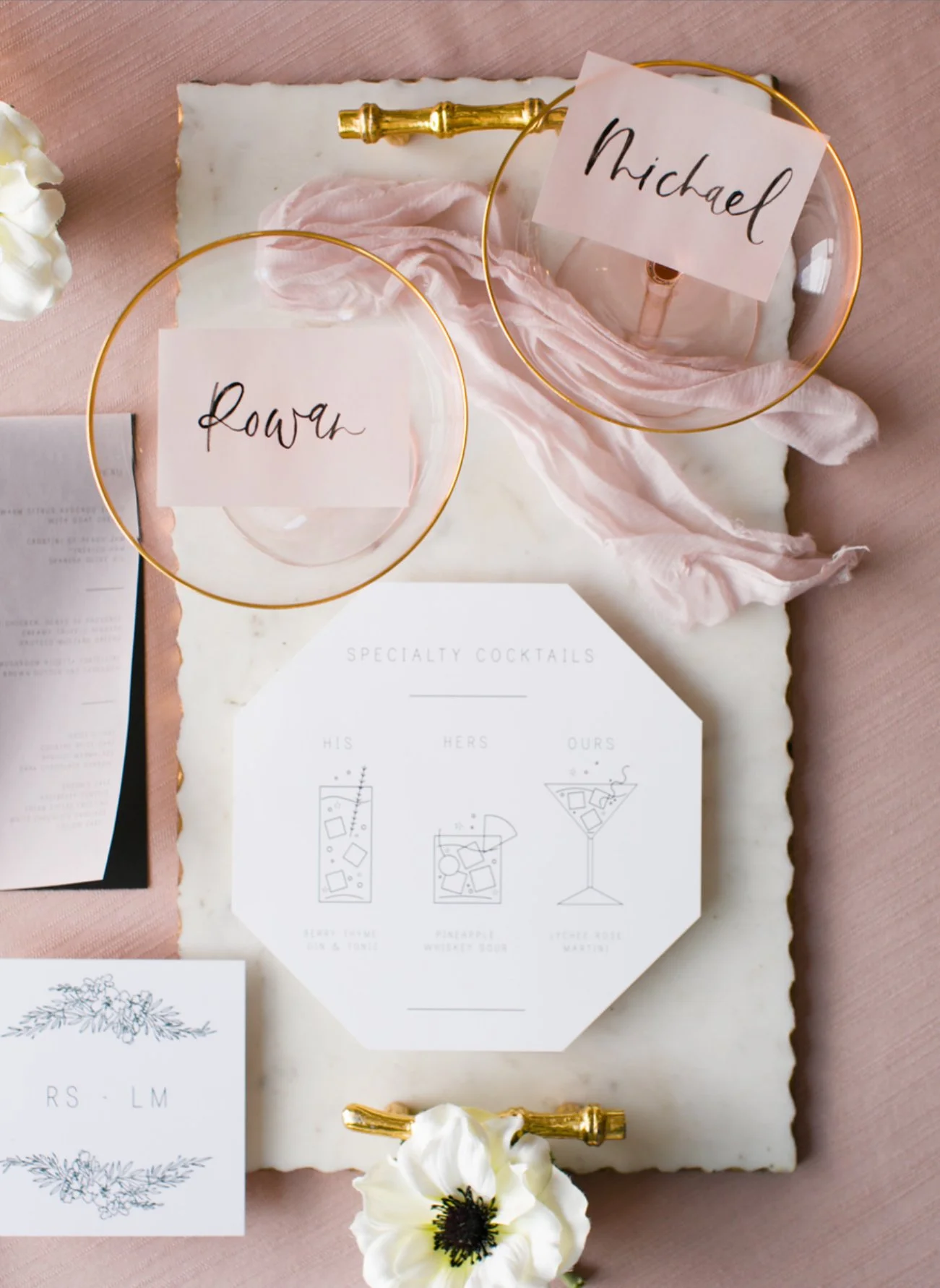 Wedding invitation flat lay