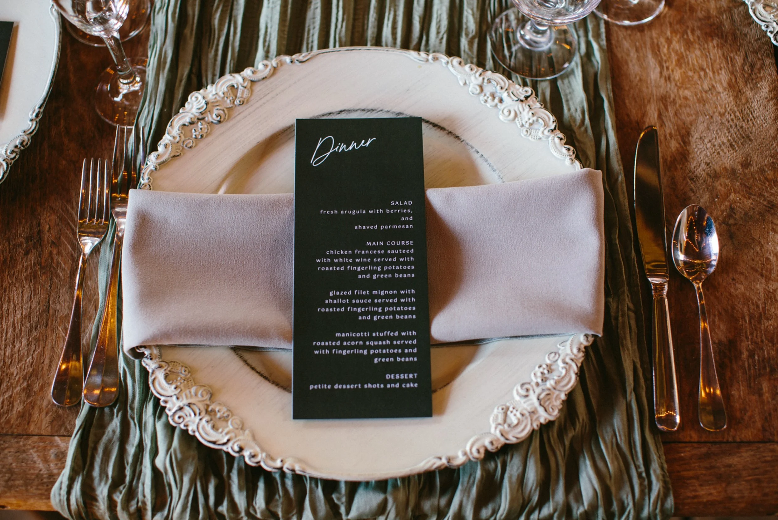 Wedding reception detail at hope flower farm Virginia 