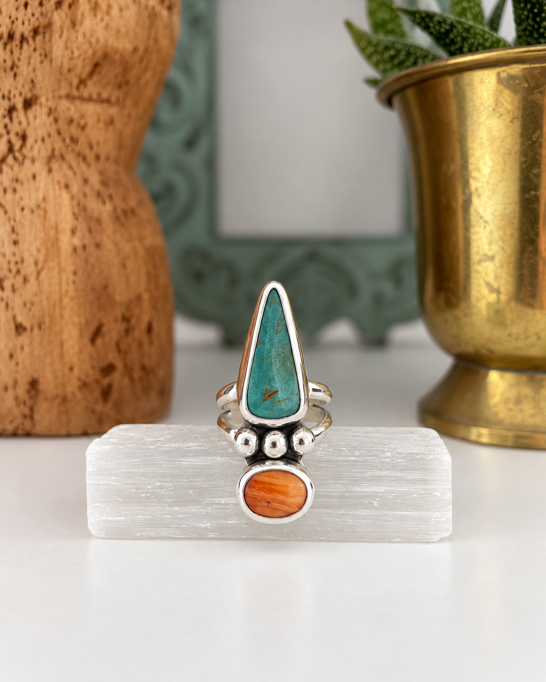 Handmade Turquoise and Orange Stone Silver Jewelry.png