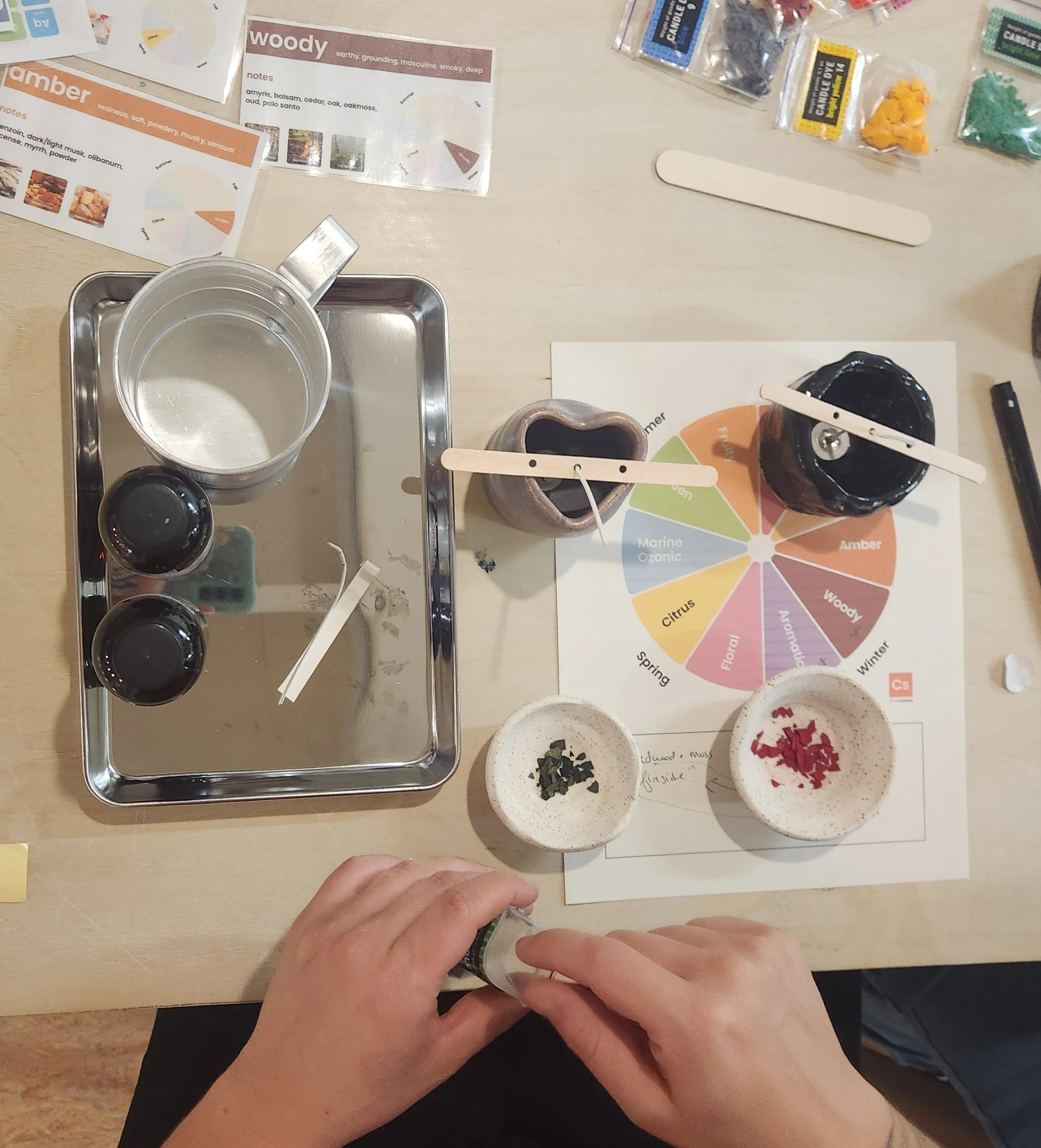 Beginner candle-making station