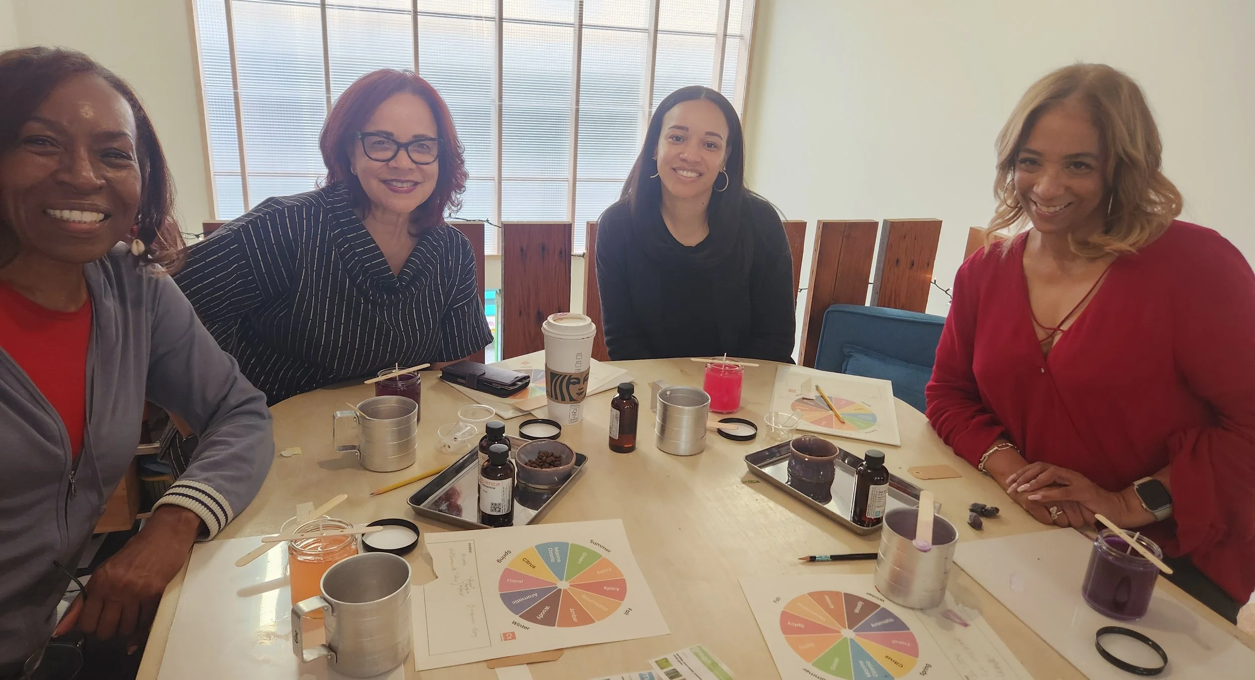 Friend group candle making