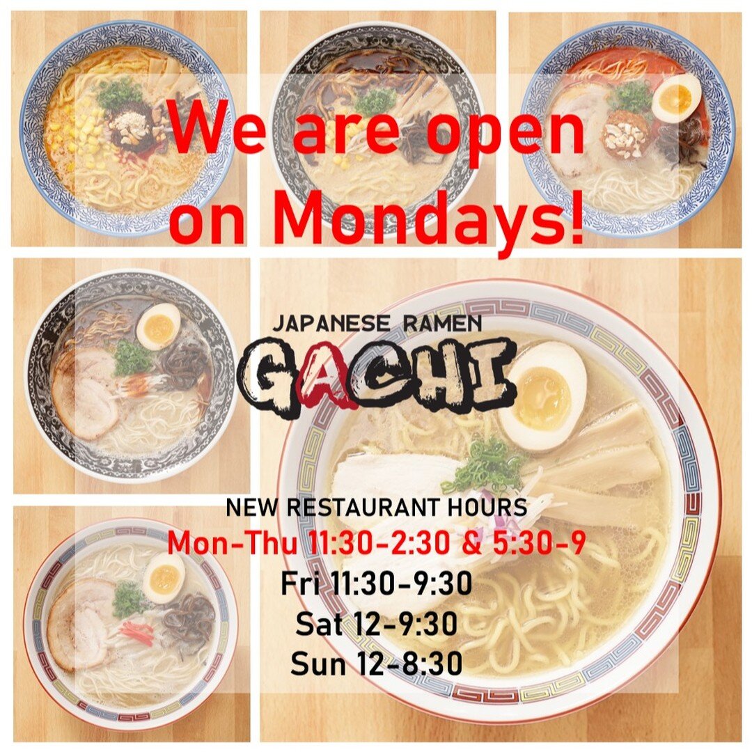 You guys asked and we delivered. Starting Monday 3/11, we are officially open on Mondays!!🫶🏻🤭

Ramen Gachi is your one ticket to trying original Japanese ramen🍜 a bowl you won&rsquo;t find anywhere else in the city 😋

🍜JAPANESE RAMEN GACHI🍜
📍