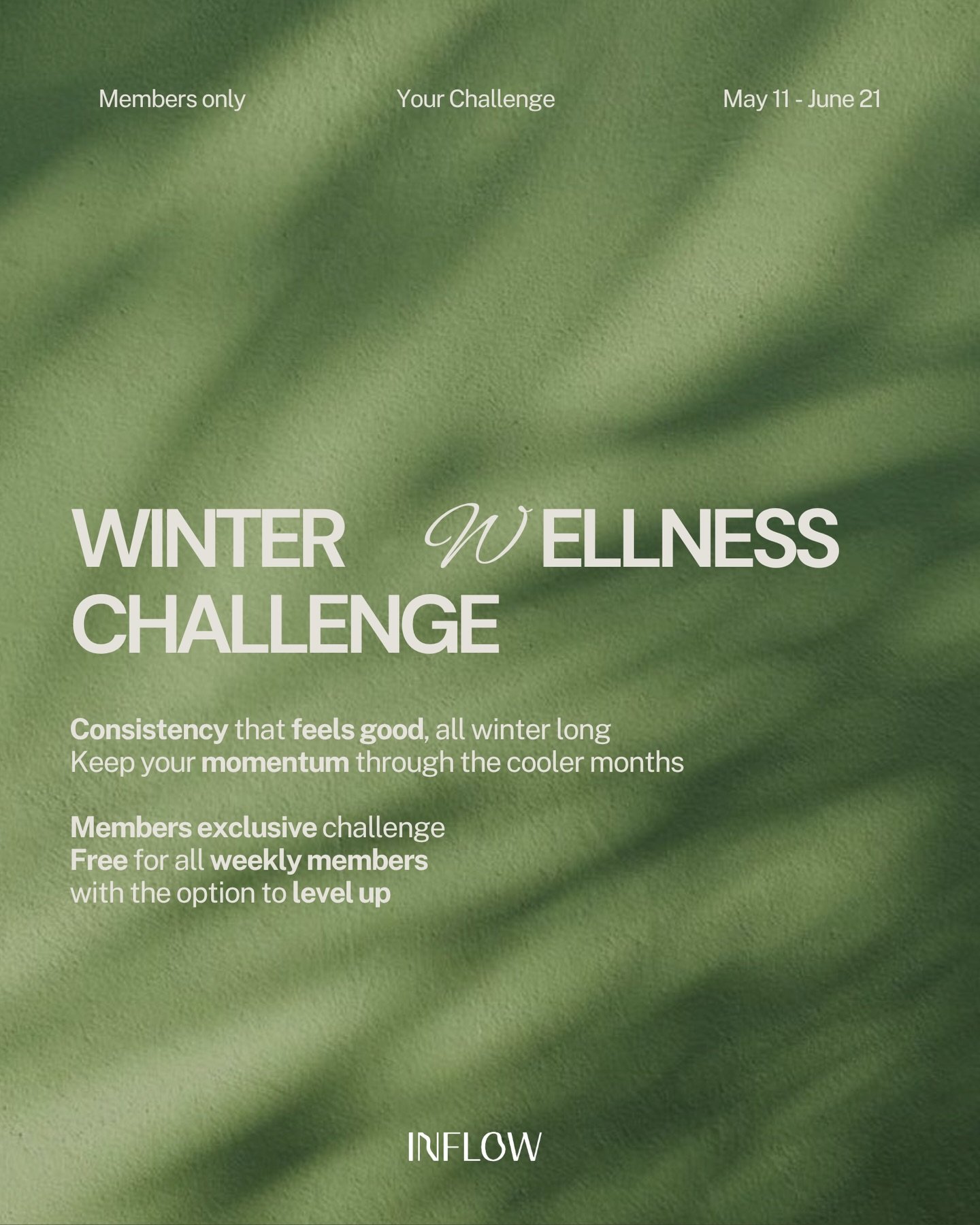 Let&rsquo;s kick this cooler weather in the butt before it really sets in

OUR WINTER WELLNESS CHALLENGE HAS LANDED 💚

This is your chance to stay consistent, feel good and build a routine that actually lasts through the cooler months

💚 Set your o