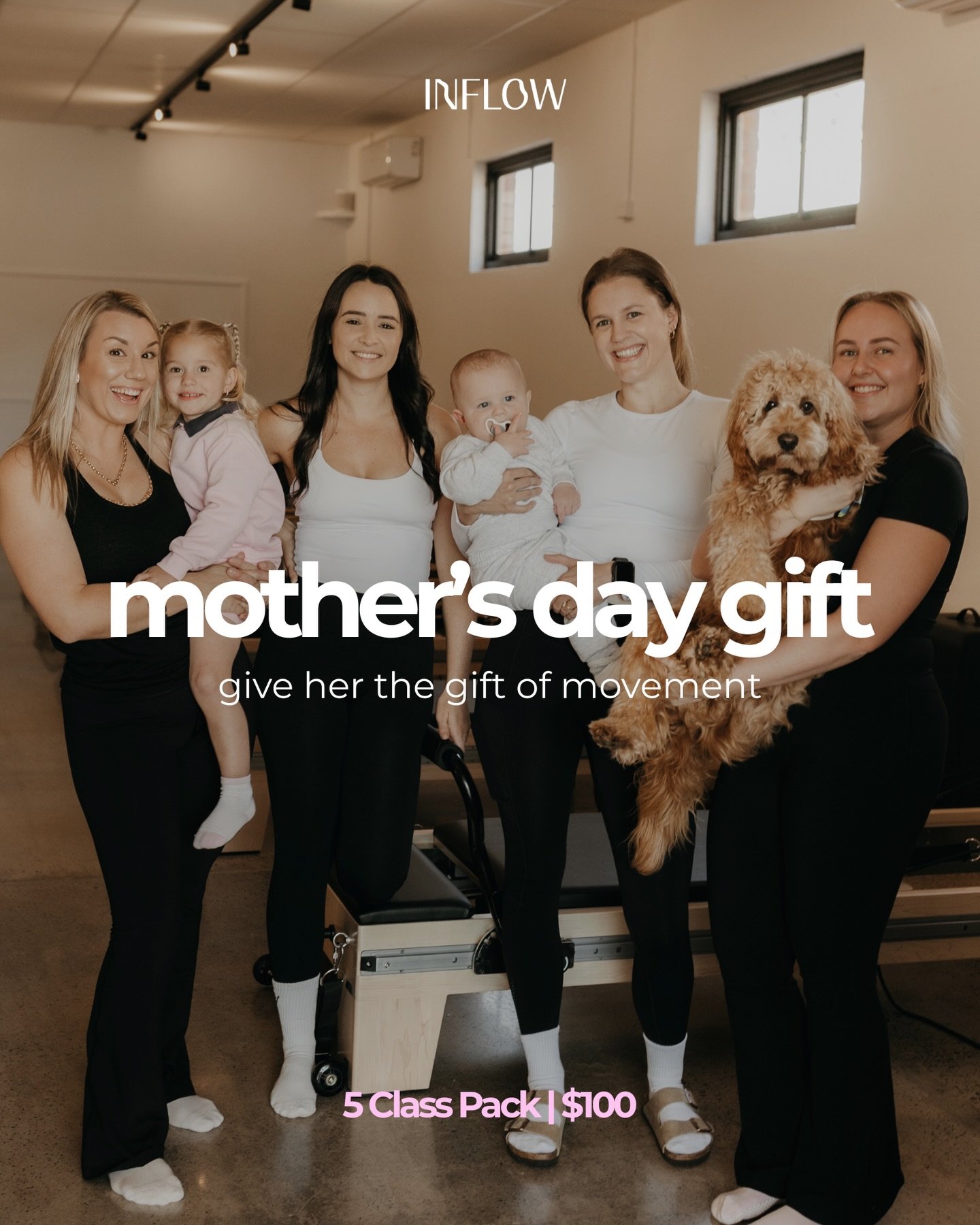 Mother&rsquo;s Day is coming up, and if you&rsquo;re not sure what to get&hellip; this is your sign.

Our Mother&rsquo;s Day Gift is here
5 Class Pack
$100 (valued at $145)

A simple, meaningful gift she&rsquo;ll actually use! 

Available until Mothe