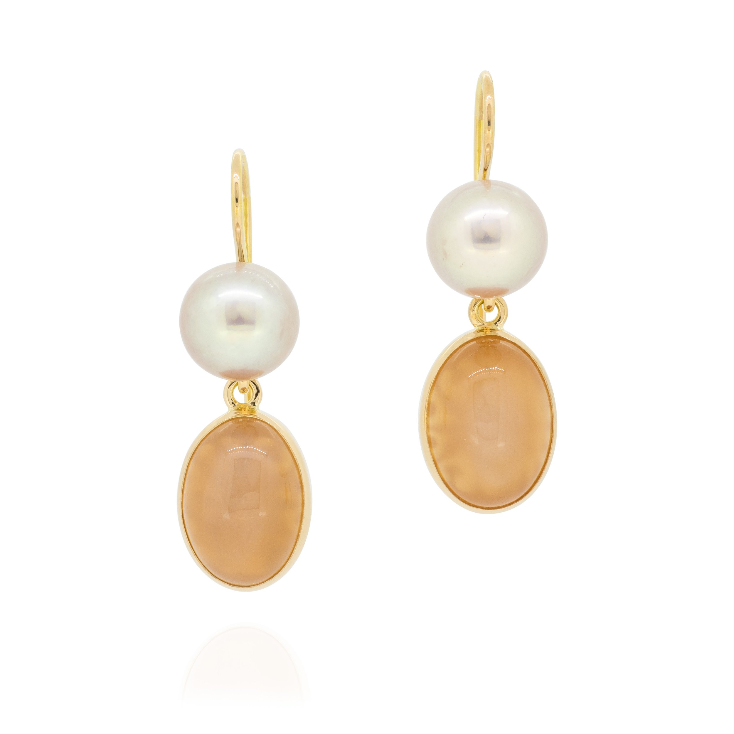 Perlen Mondstein Ohrringe in Rosegold mit Ornamentmuster