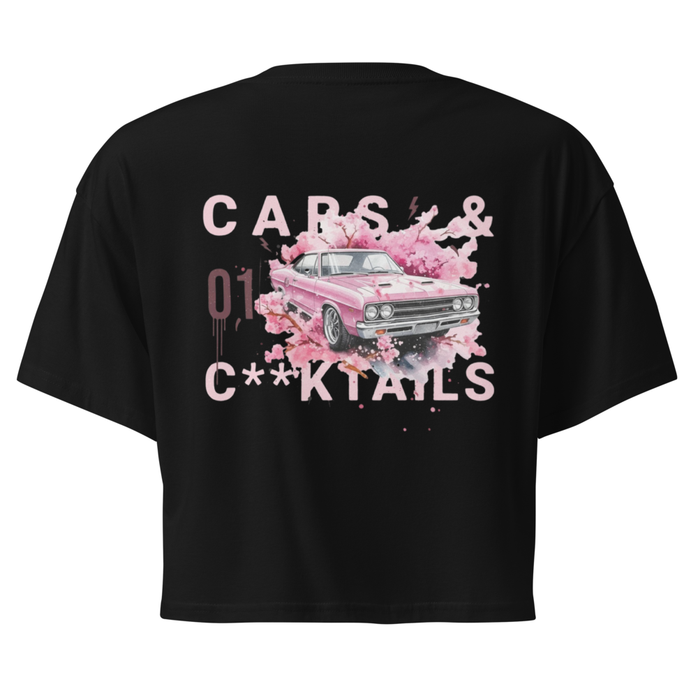 "Cars & Cocktails" Retro Pink Car Graphic