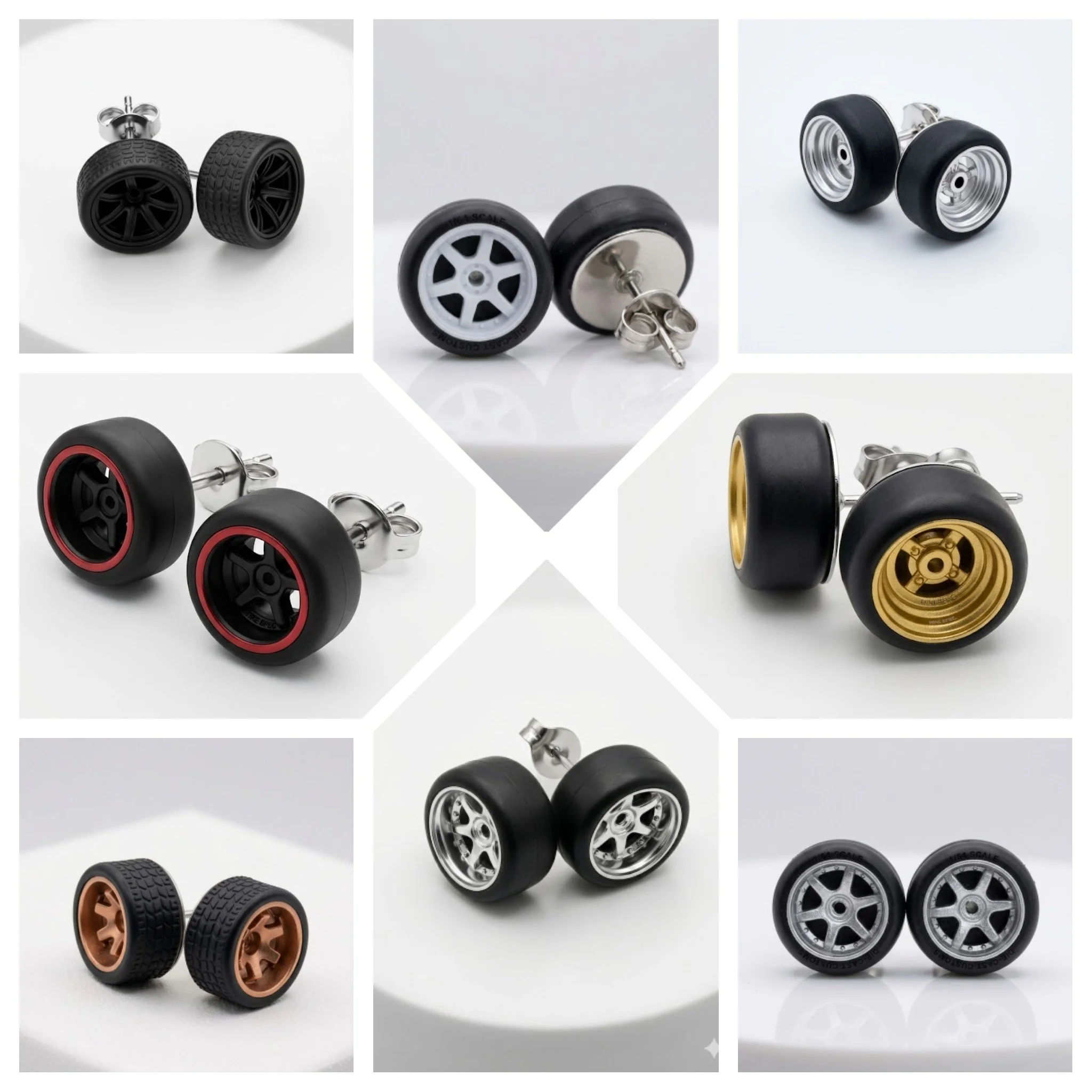 Miniature Hot Wheels Stud Earrings