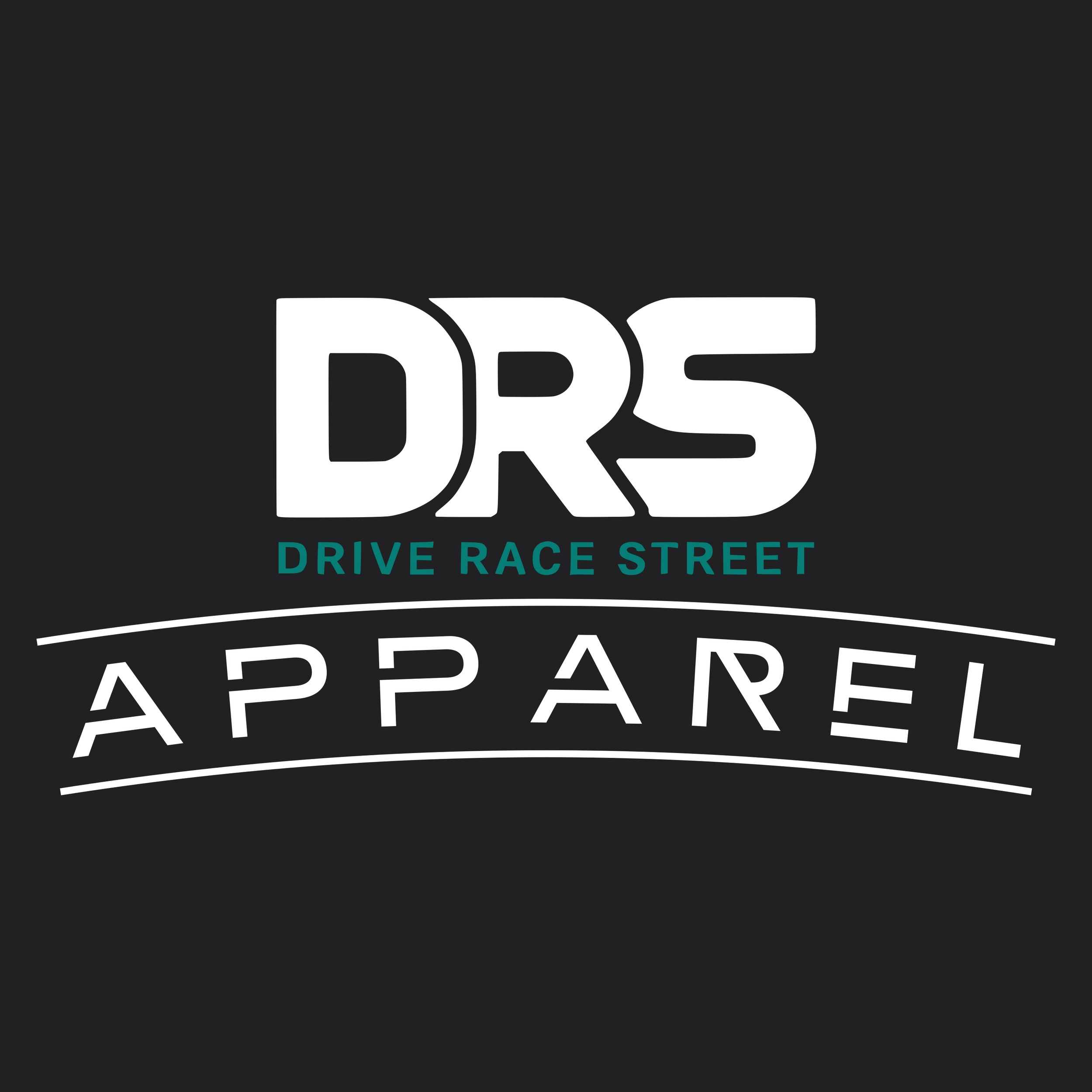 DRS Apparel custom black logo with the official Drive Race Street scripting in white and teal.