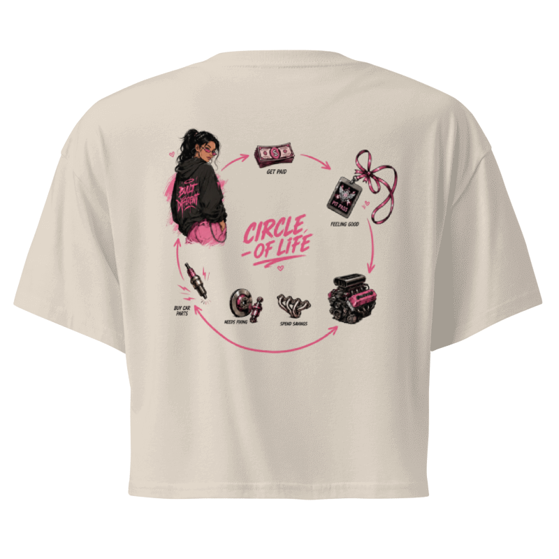 Payday, Repair, Spend Cycle Crop Tee — "Circle of Life" Car Tee