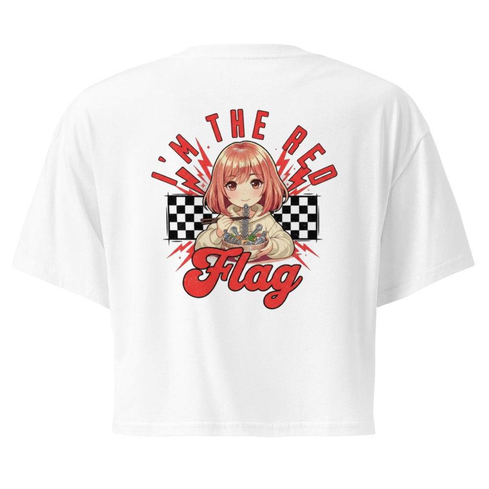 I'm the Red Flag — White Graphic Crop Top