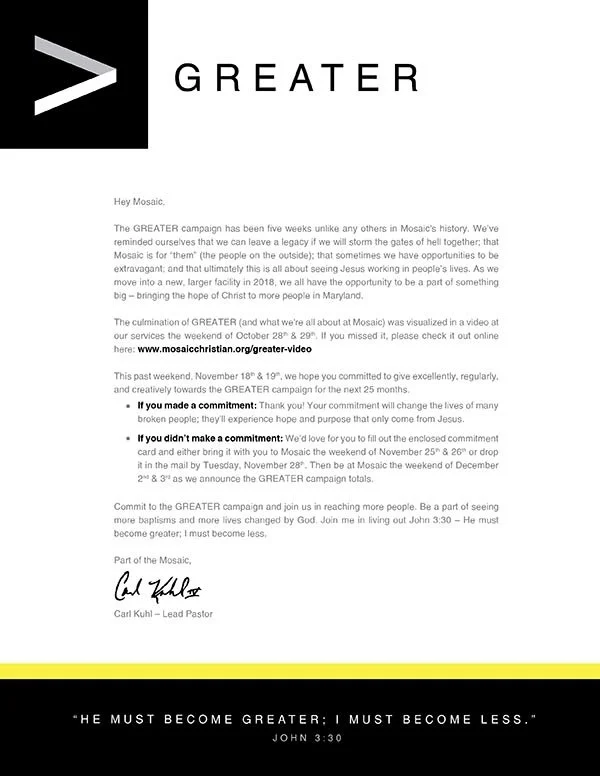 Commitment Card Letter