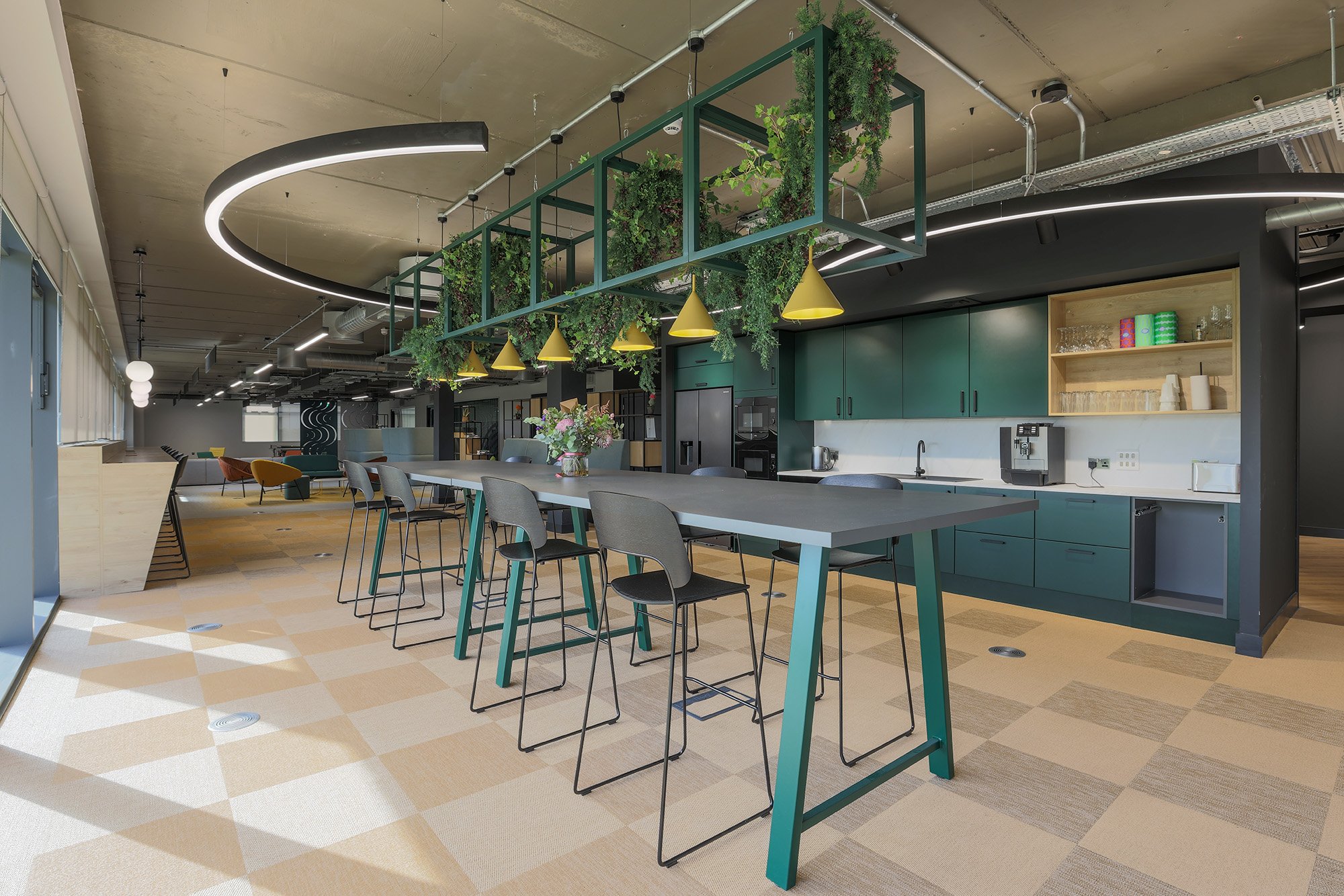 Modern office kitchen for Lumacron office fit-out by GM Projects.