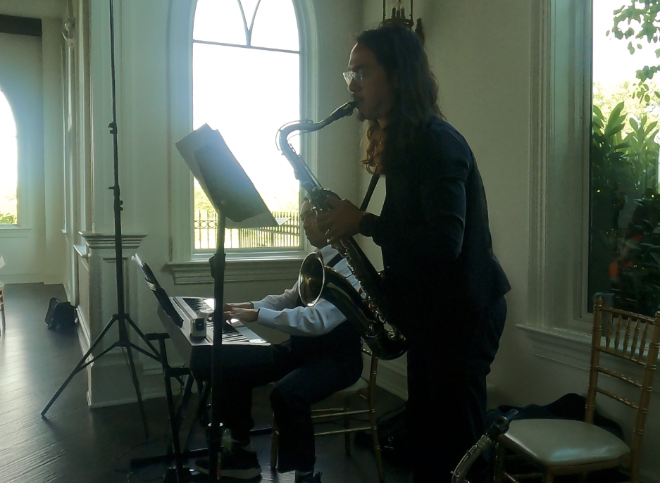 Pianist Sanford Guerrero and saxophonist Gabe Preston plays at The Park Savoy in Florham Park, New Jersey.